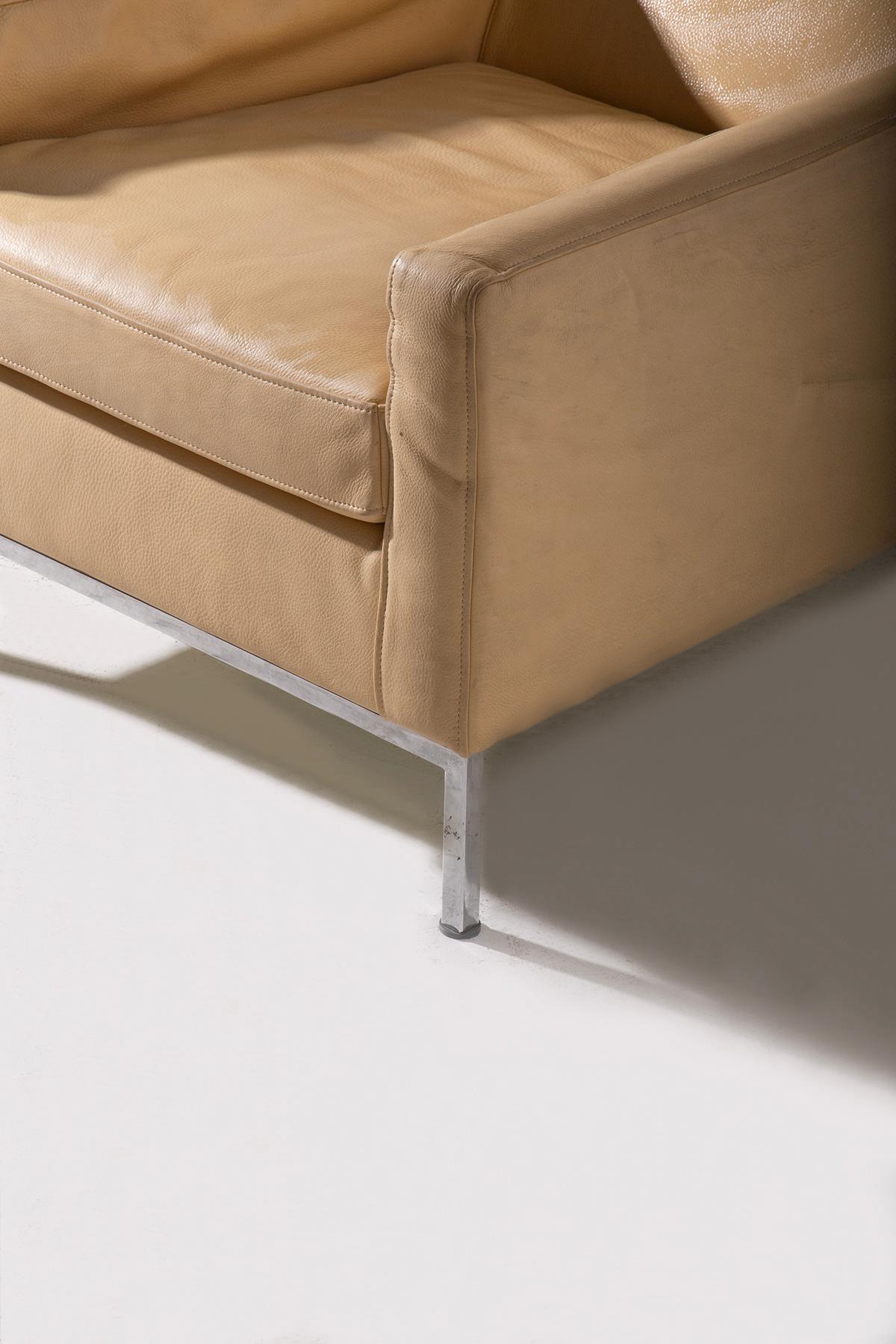 Fauteuil en cuir attribué à Florence Knoll Bon état - En vente à Milano, IT