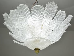 Florencia, Lámpara de Techo de Cristal Vintage de Murano Transparente de Gran Tamaño