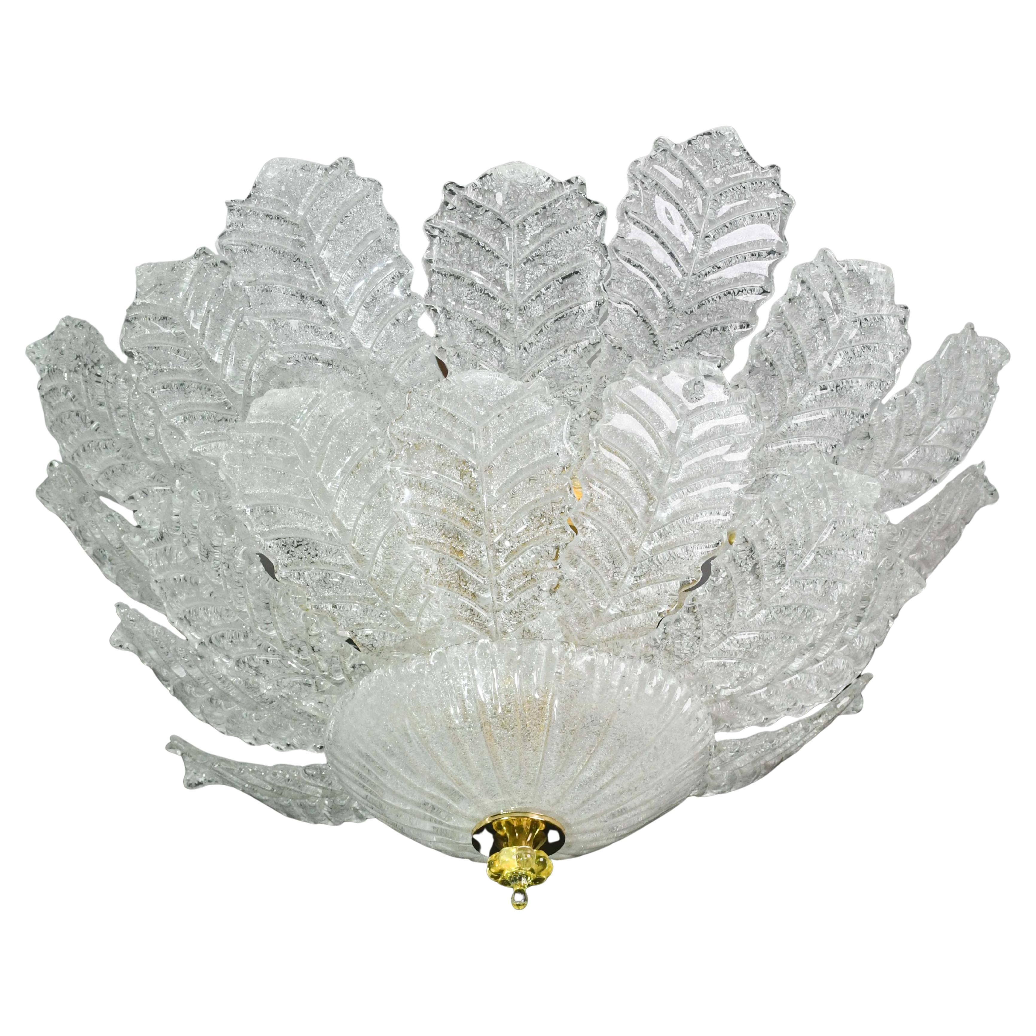 Florence, plafoniera in vetro vintage trasparente di Murano di grandi dimensioni