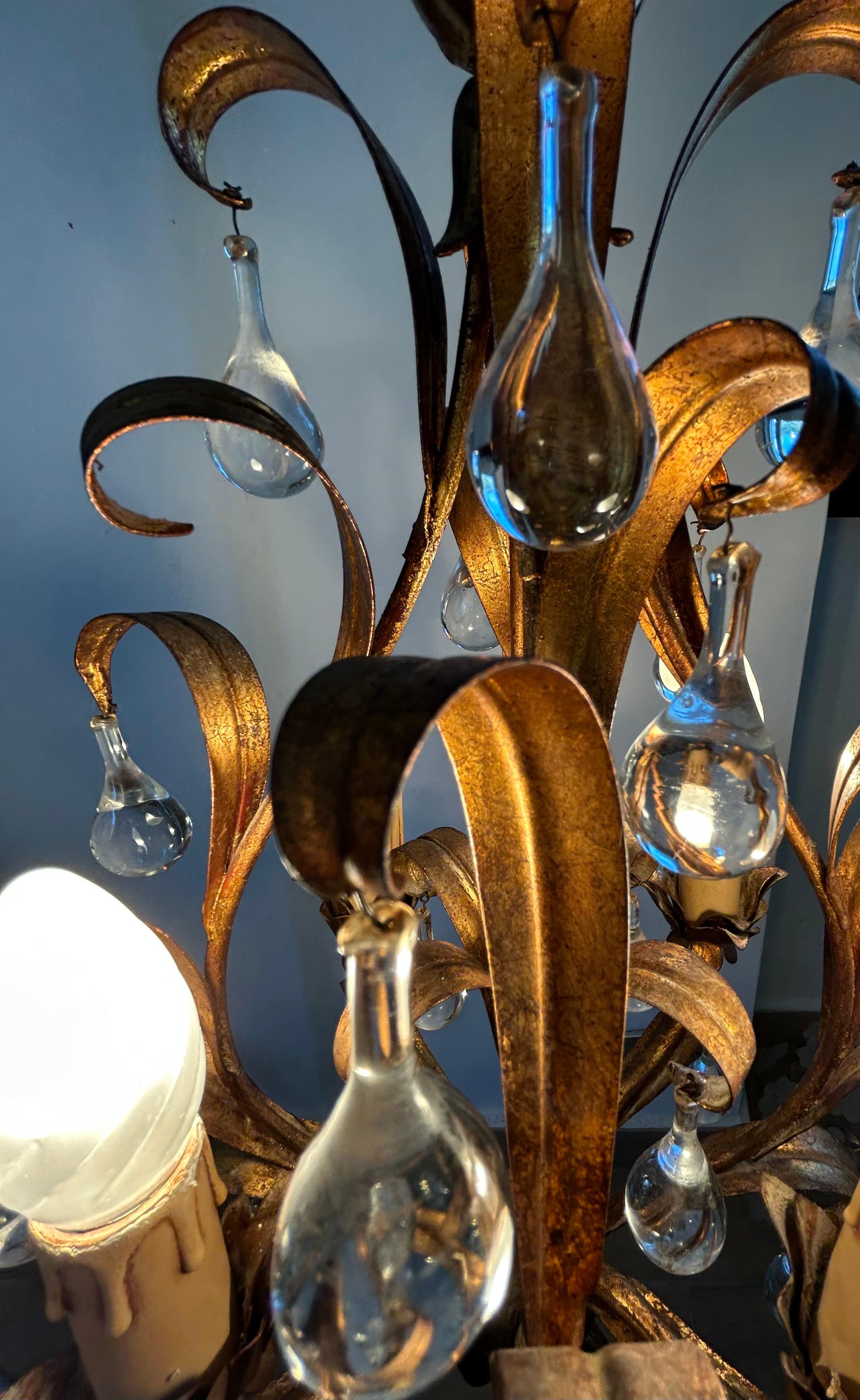 Métal Florence Lily, Murano Glass Drops Chandelier en vente