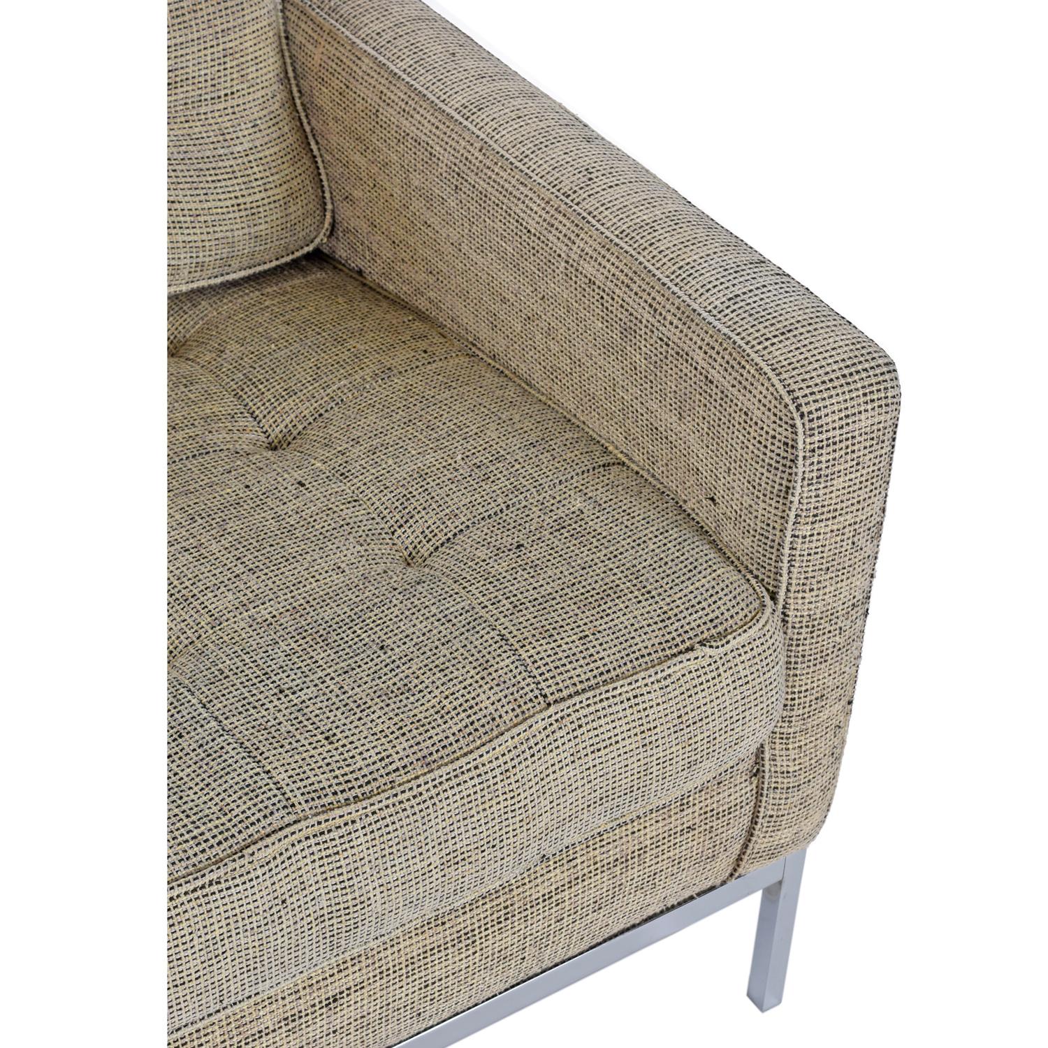 Mid-Century Modern Fauteuil de salon Florence Knoll sur base en tissu tweed gris chiné en vente