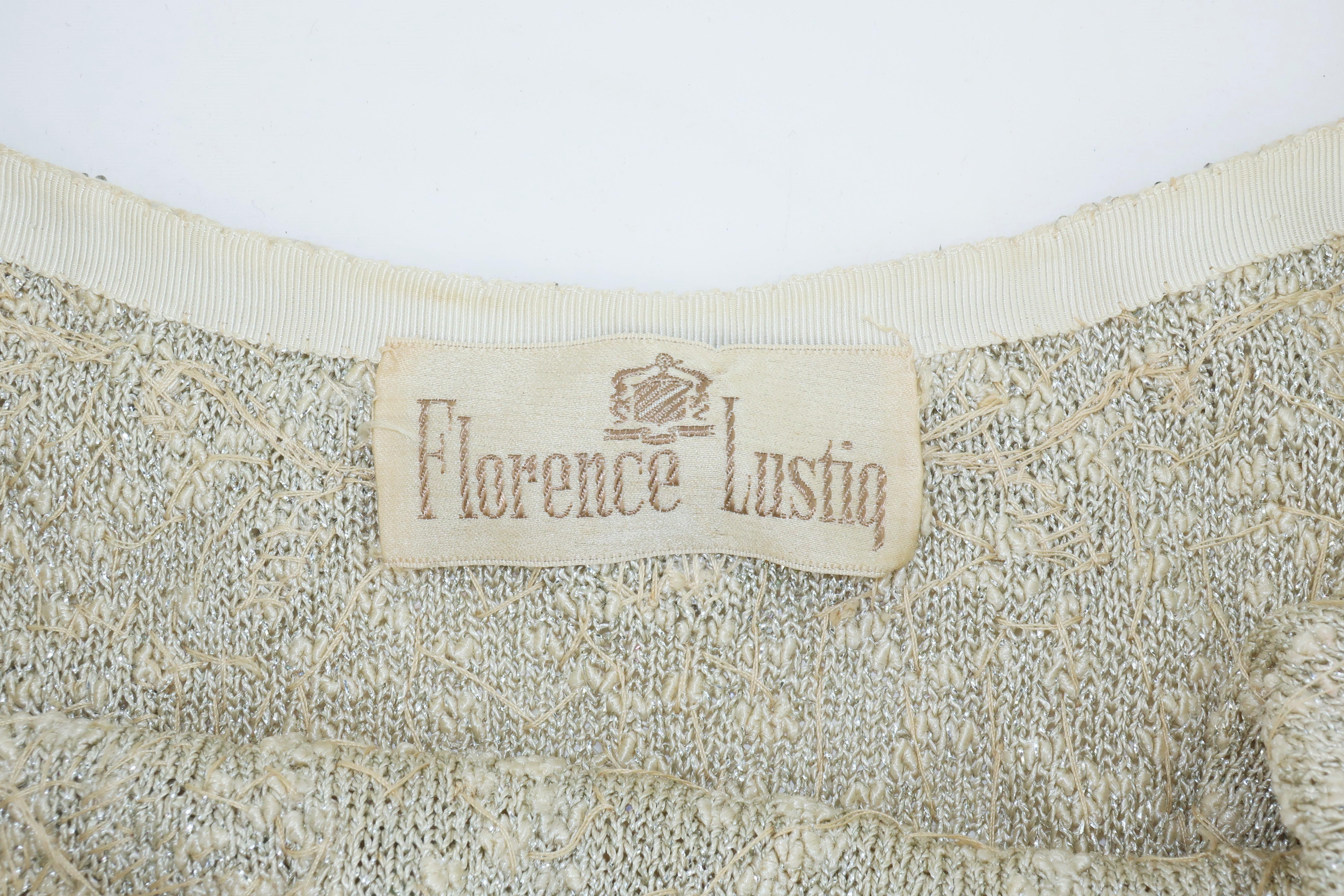 Florence Lustig Beaded Sequin Knit Wiggle Dress, 1950's 7