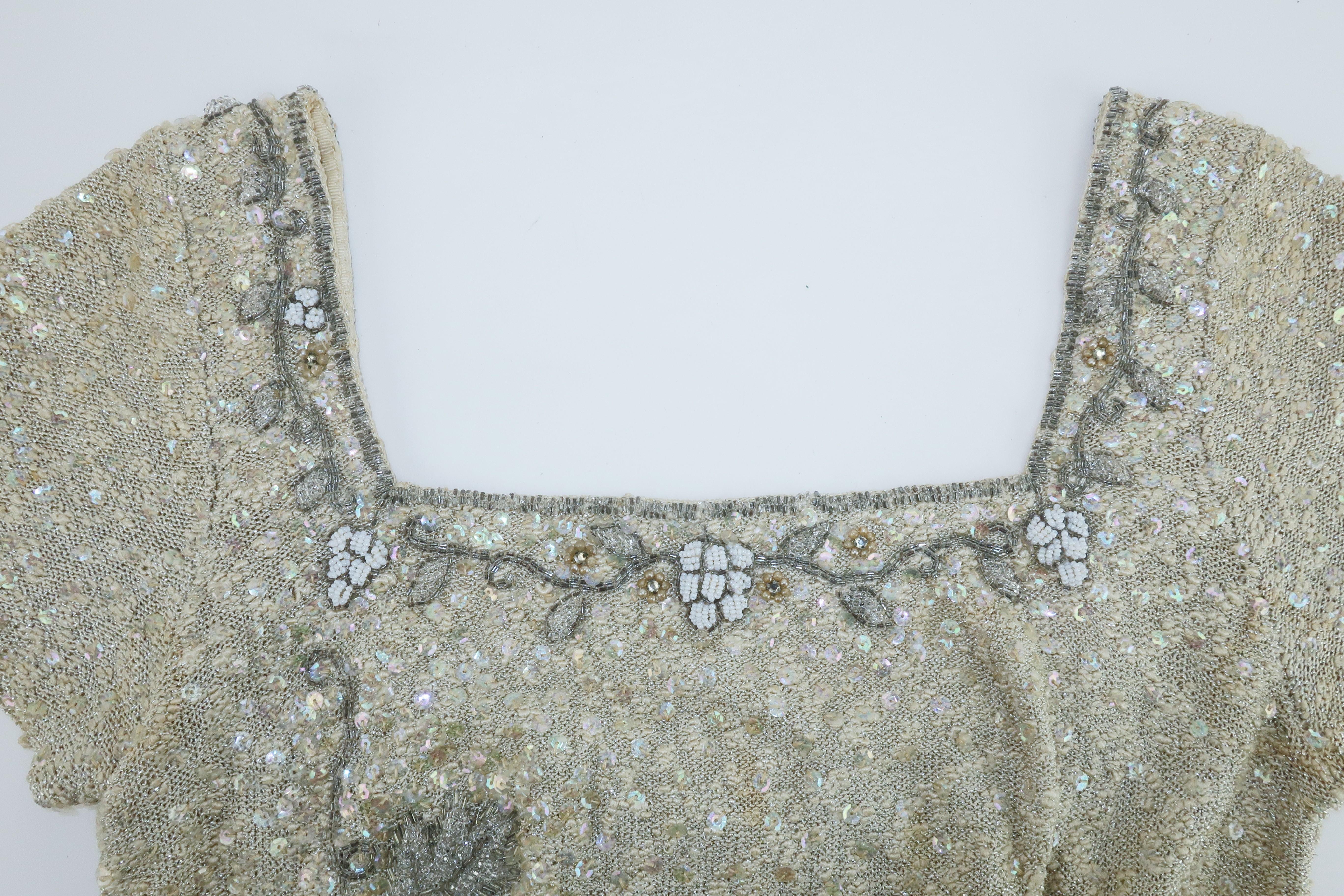 Florence Lustig Beaded Sequin Knit Wiggle Dress, 1950's 8