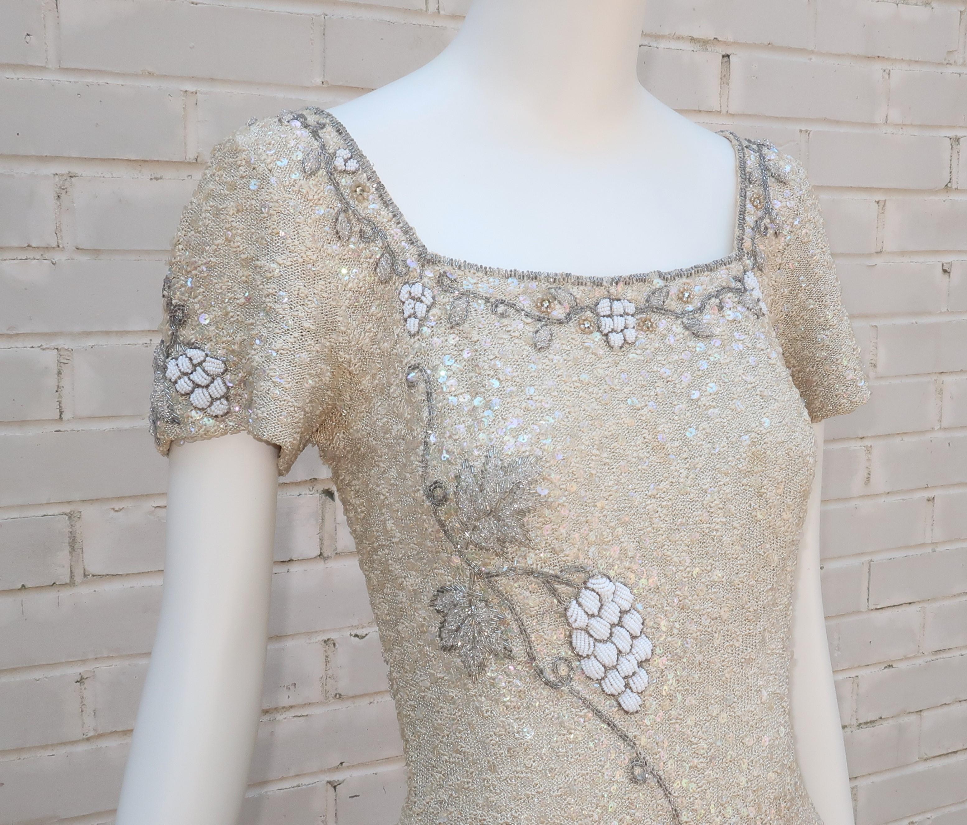 Women's Florence Lustig Beaded Sequin Knit Wiggle Dress, 1950's