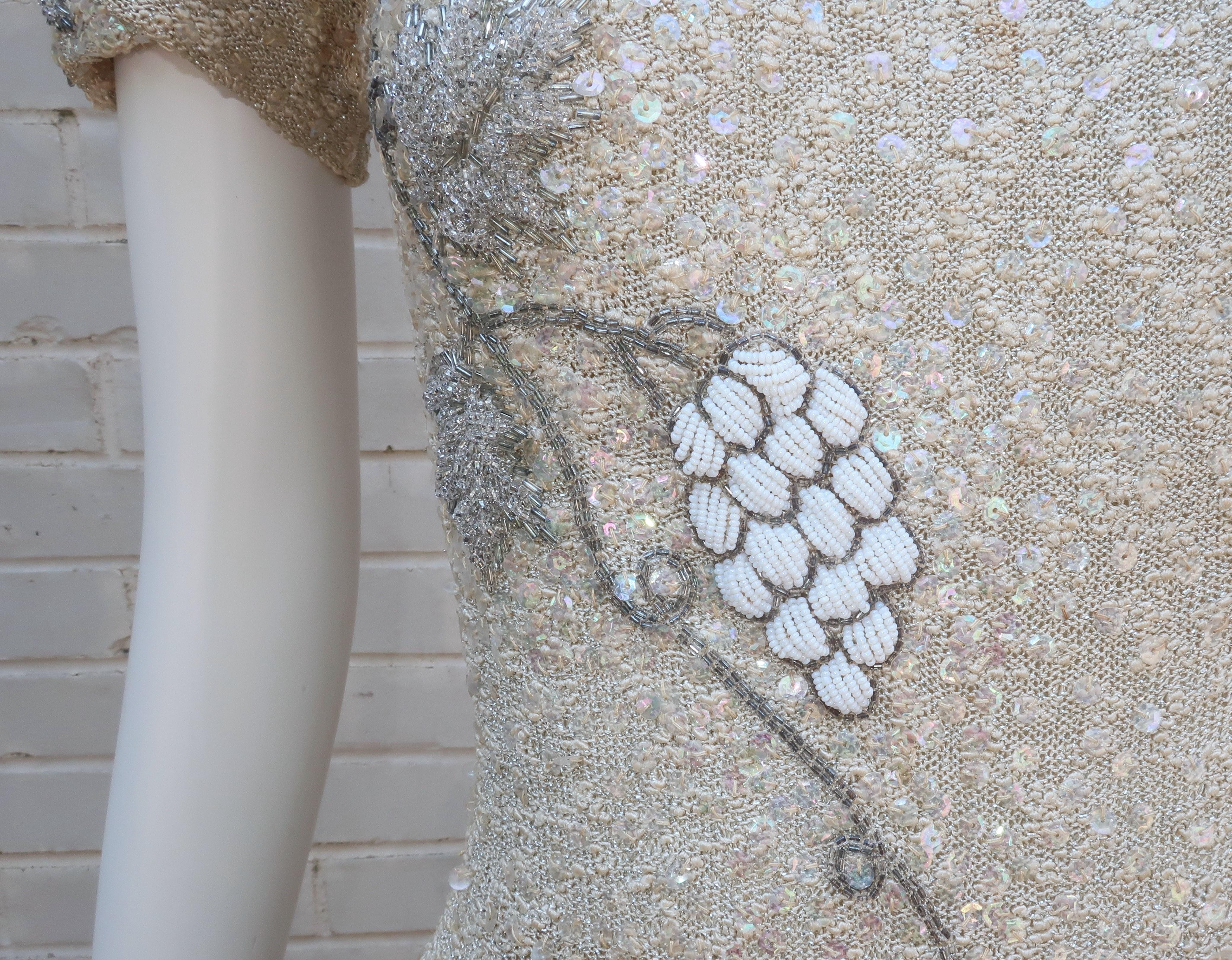 Florence Lustig Beaded Sequin Knit Wiggle Dress, 1950's 2
