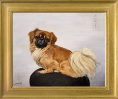 Portrait à l'huile d'animal pékinois