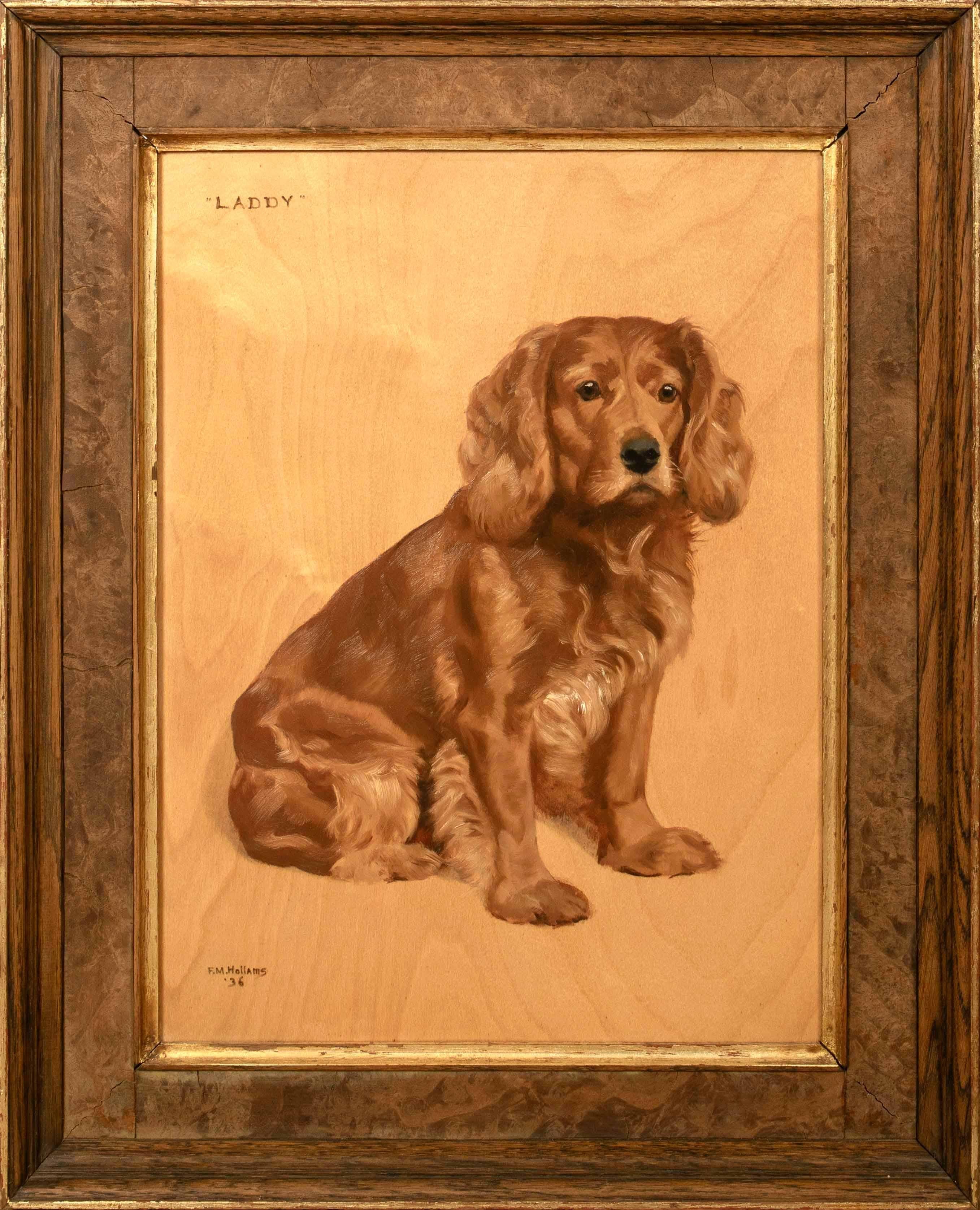 Animal Painting de Florence Mabel Hollams - Retrato canino de "Laddy" Golden Spaniel inglés, hacia 1930