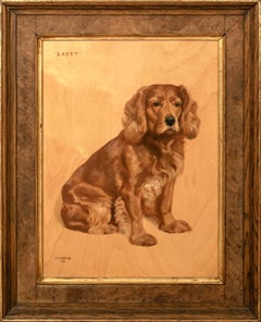 Retrato canino de "Laddy" Golden Spaniel inglés, hacia 1930