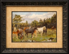 Herd of Horses in a Marshy Landscape Frances Mabel Hollams (Angleterre 1877-1963)