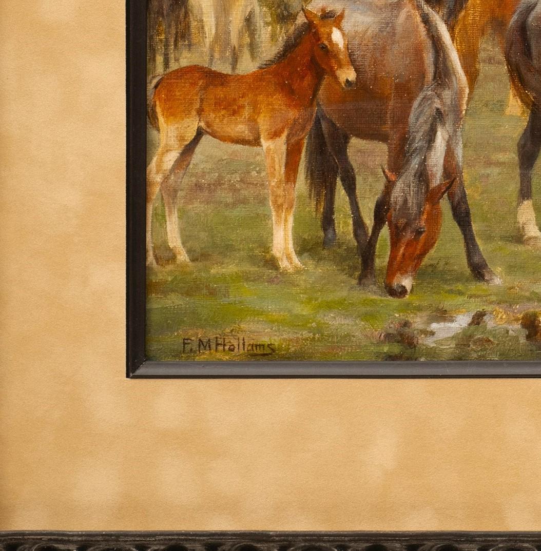 “Herd of Horses in a Marshy Landscape” Frances Mabel Hollams (England 1877-1963) For Sale 2