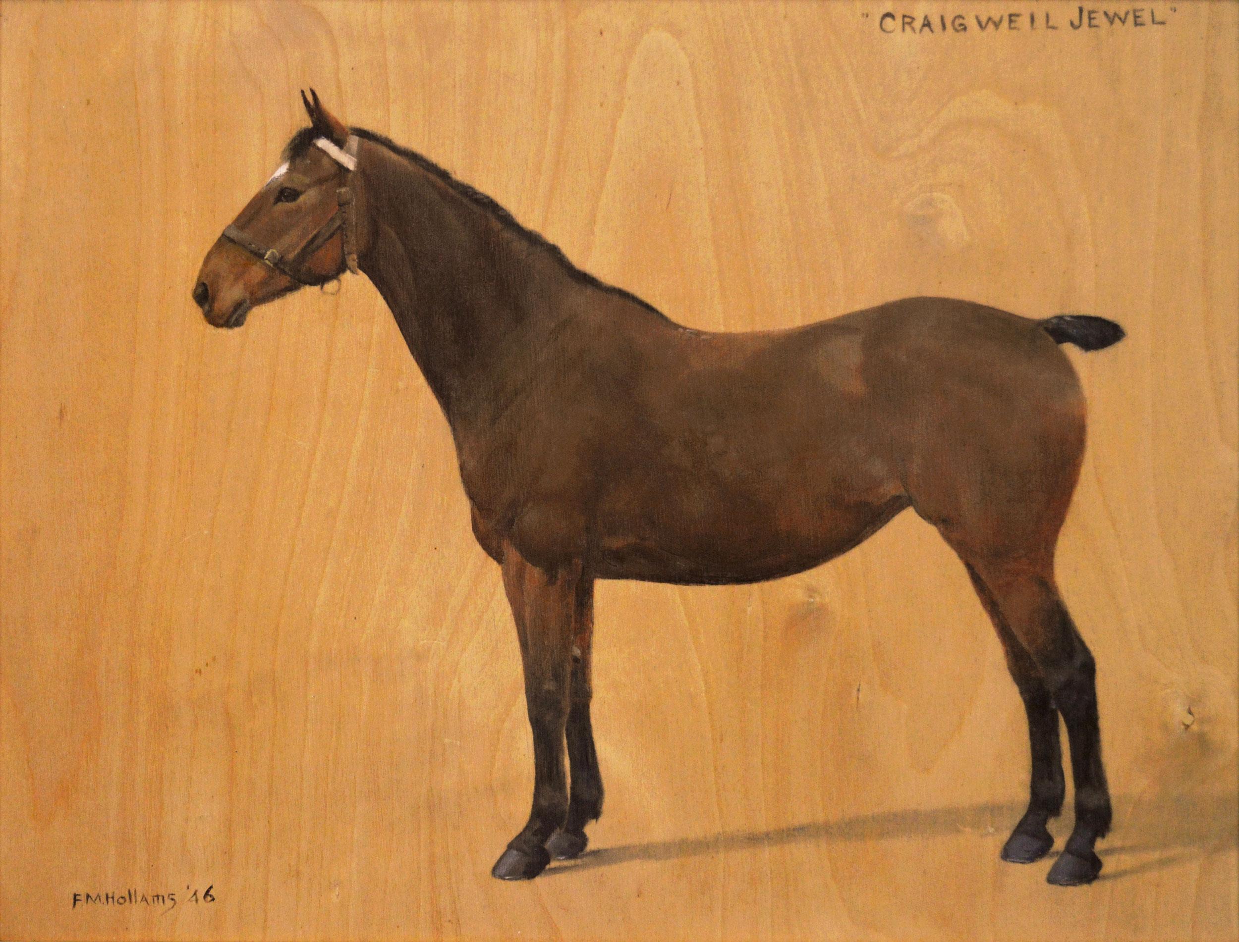Horse portrait oil painting of a Hackney Mare - Painting by Florence Mabel Hollams