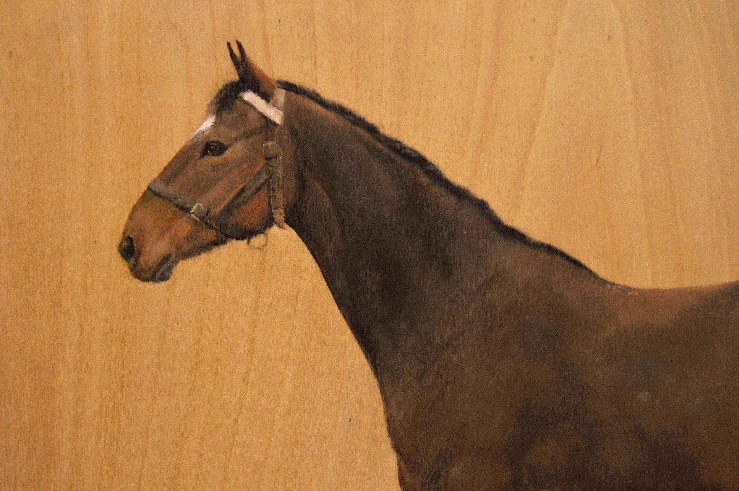 Horse portrait oil painting of a Hackney Mare - Victorian Painting by Florence Mabel Hollams