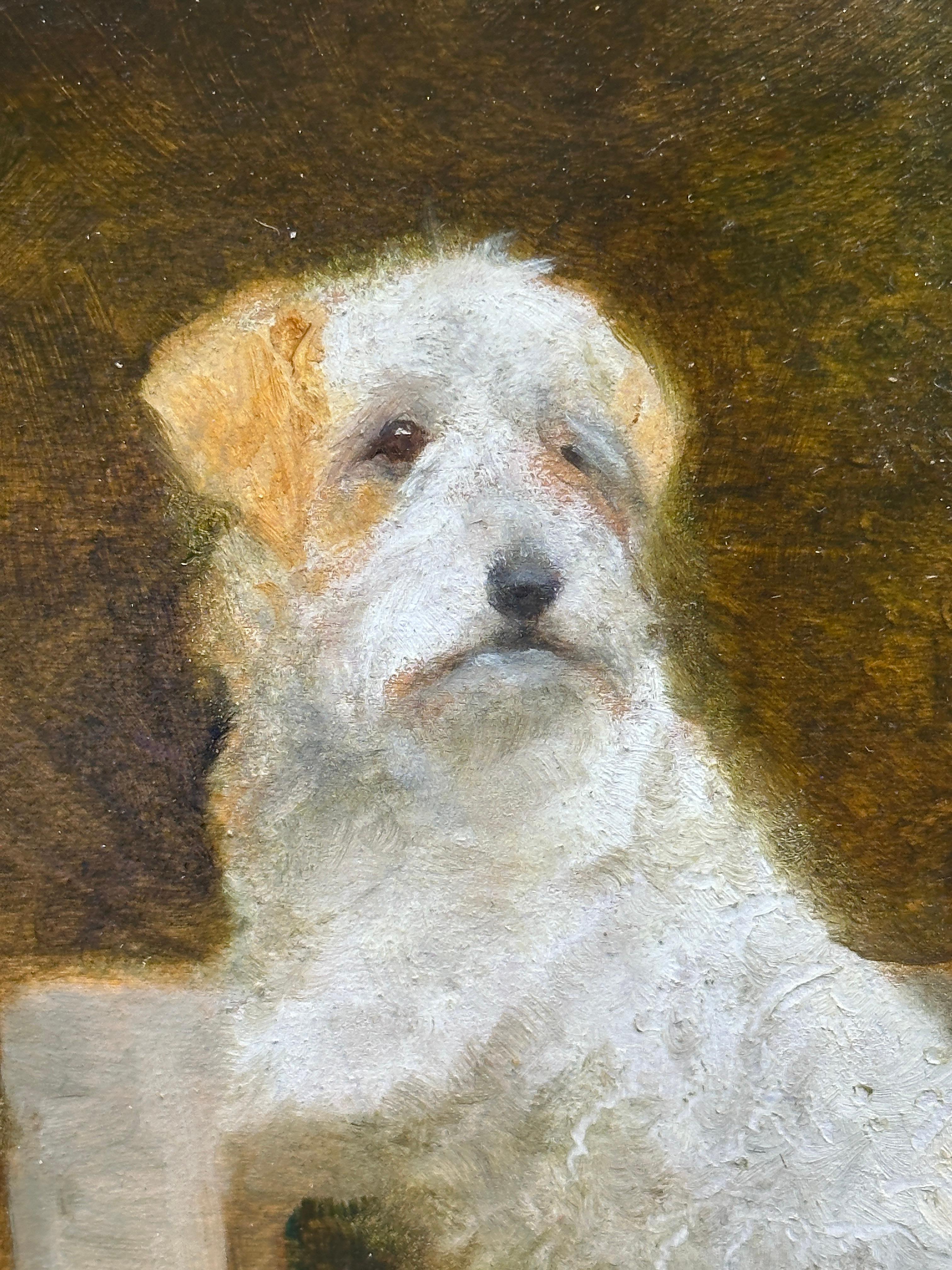 Portrait von Wire Fox Terrier oder Westie, Englisch in einer Landschaft in drei Bildern im Angebot 5