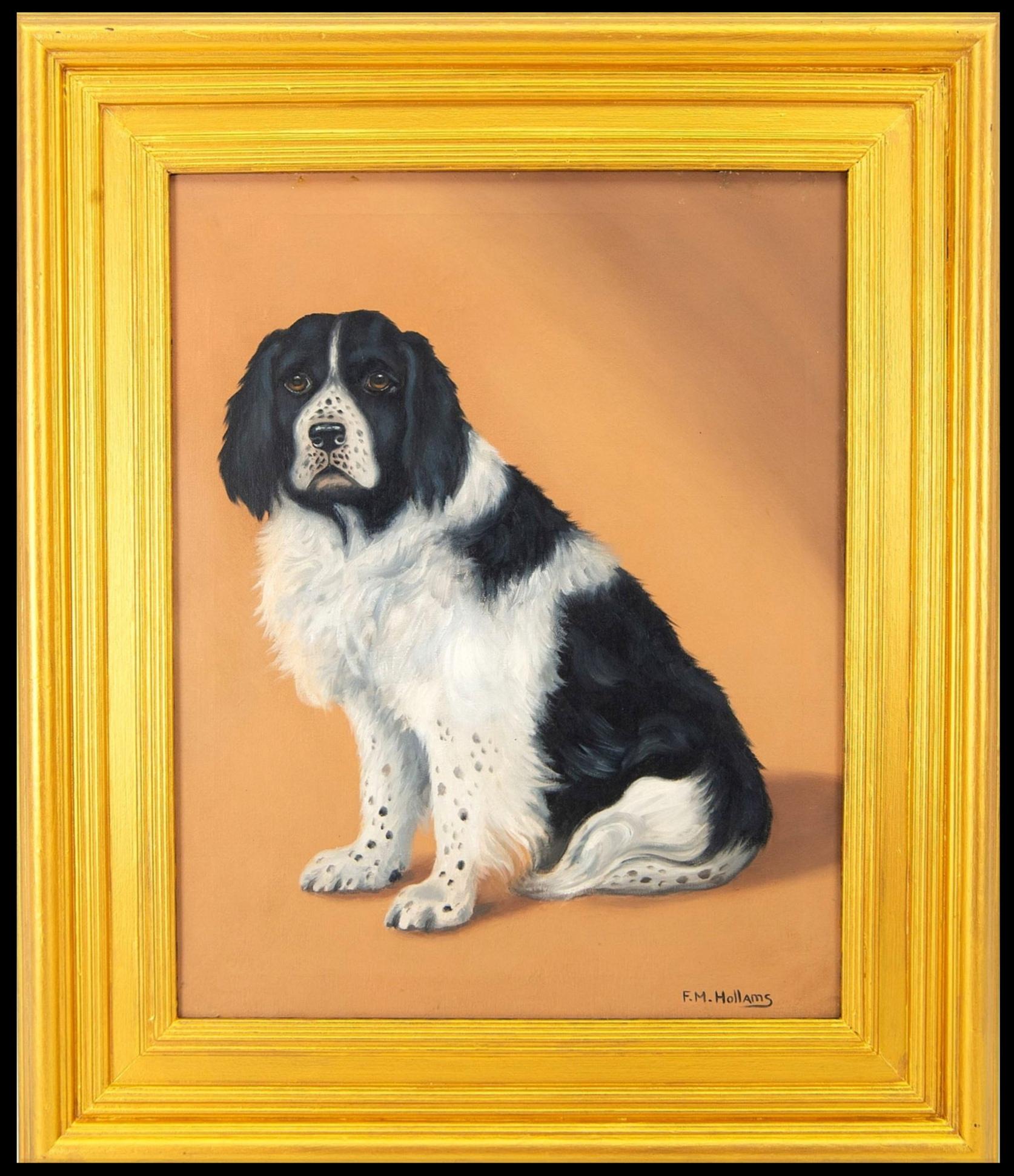 Spaniel Portrait - Englischer Hund Öl auf Leinwand Gemälde aus dem frühen 20.