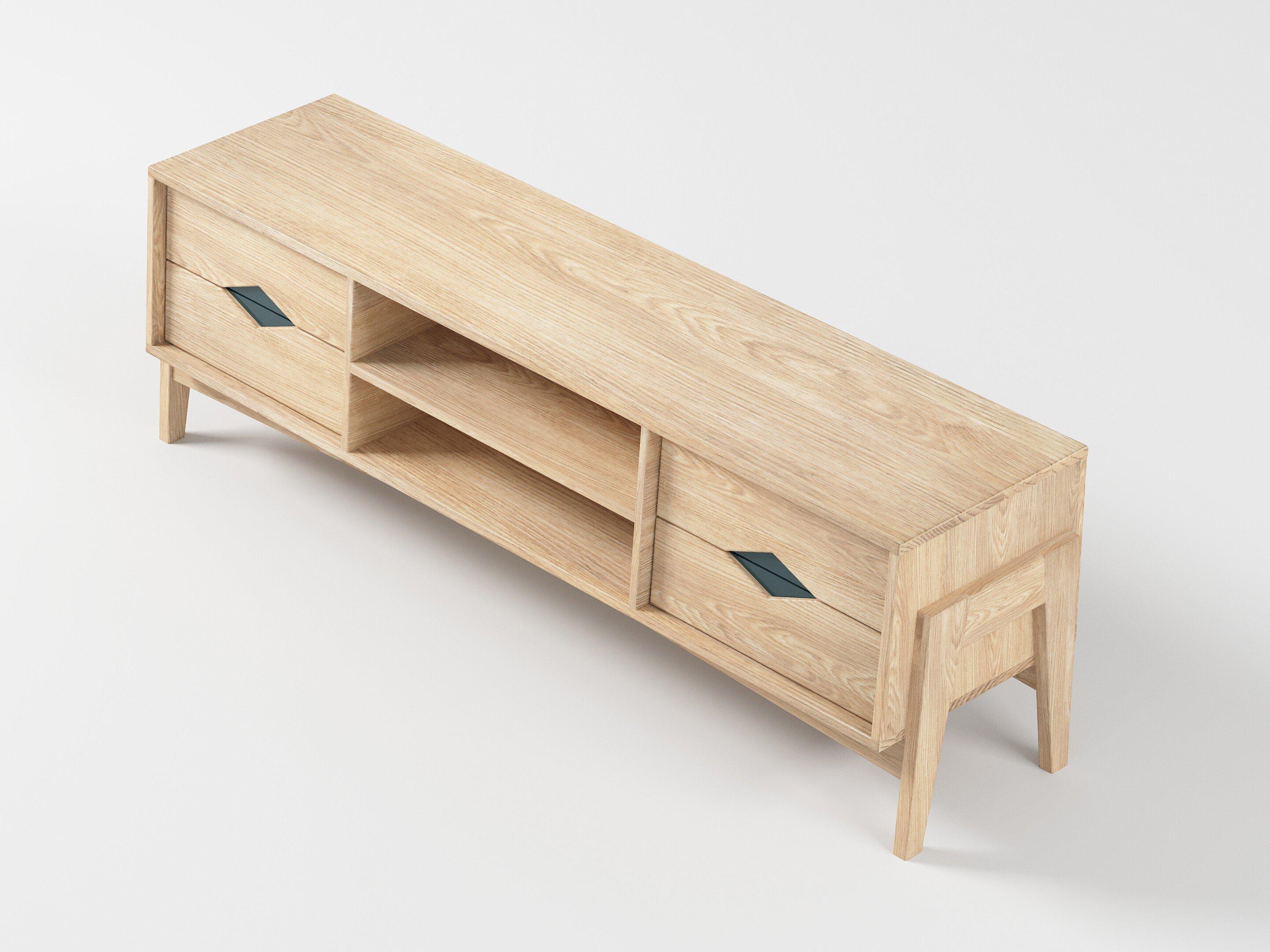 Mid-Century Modern Florence Media Console in Ash Wood (Toad) by The Spalty Dog For Sale