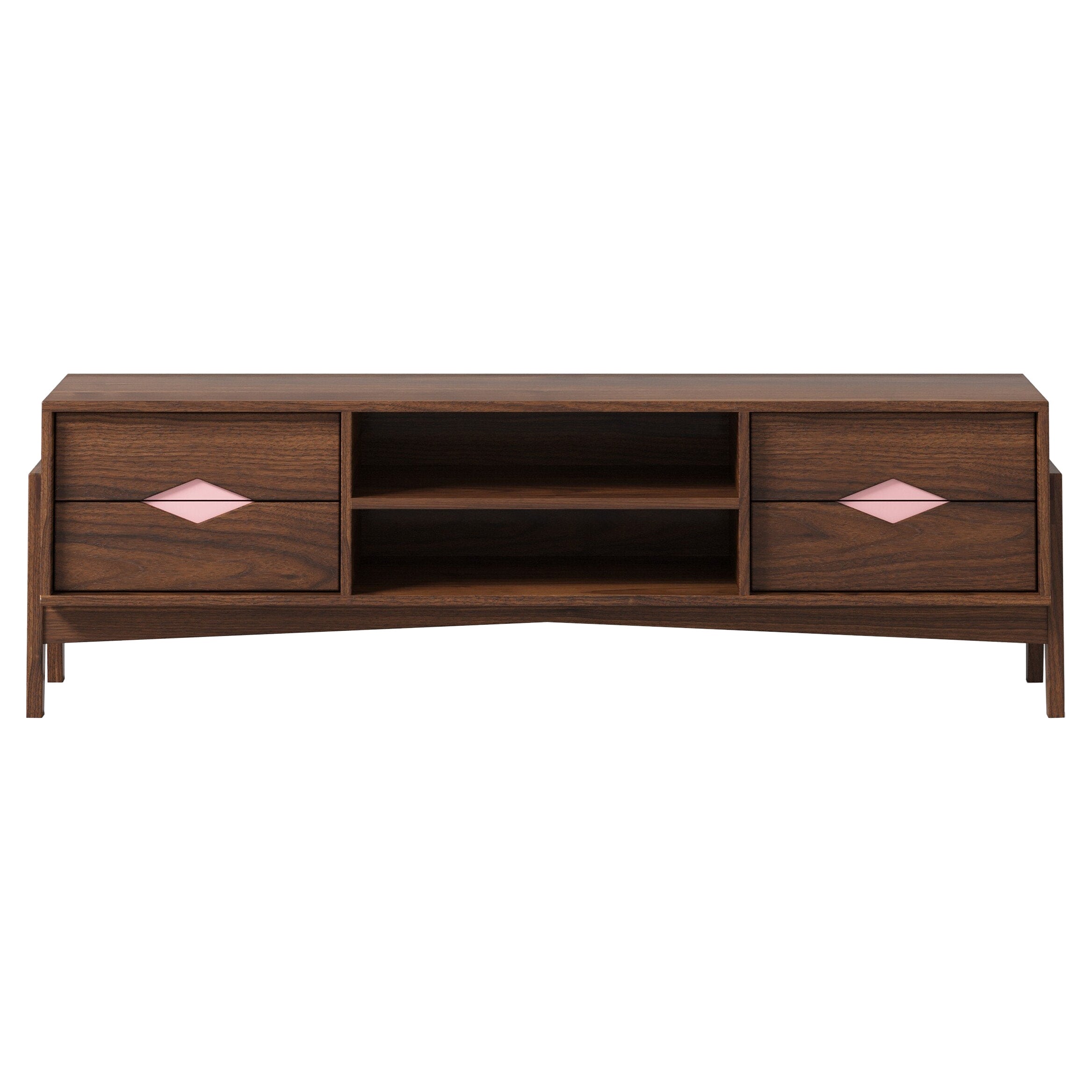 Florence Media Console in Walnut Wood (Lychee) by The Spalty Dog For Sale