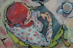 Saint Valentin - Oil Painting Red Pink Green White Blue Brown Black