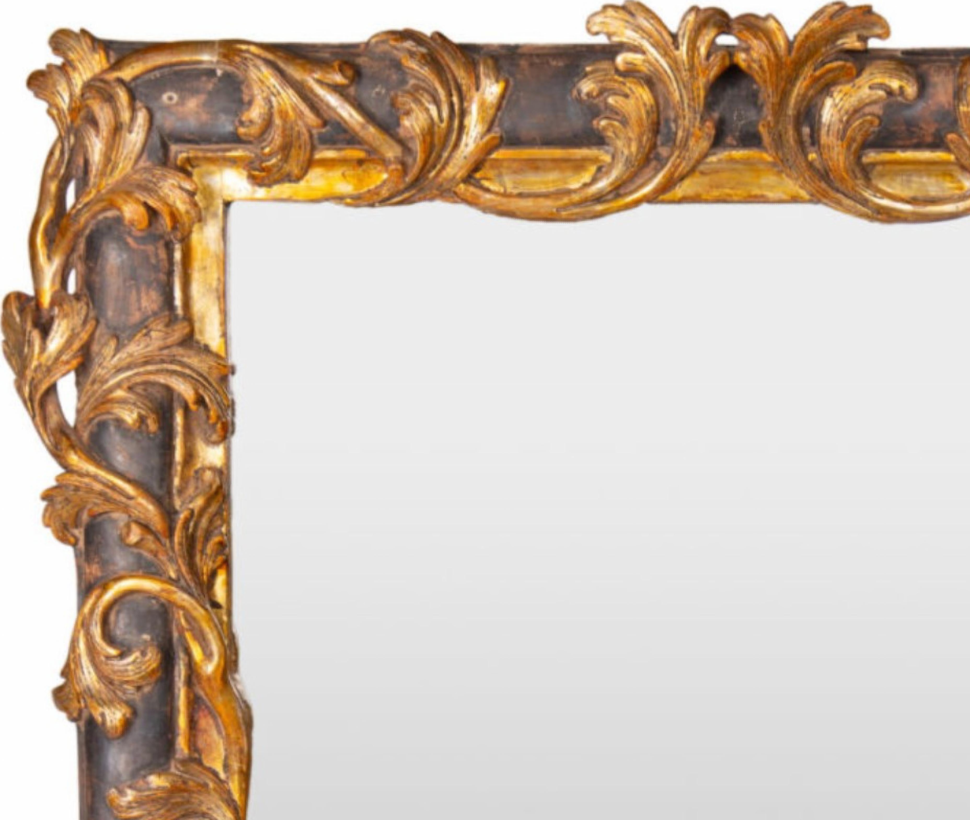Italian Florence MIRROR in Gilded and Silvered Wood Late 19th Century