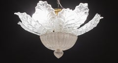 Florenz, Murano Klare trasparente Vintage Glas Deckenleuchte, 1970er