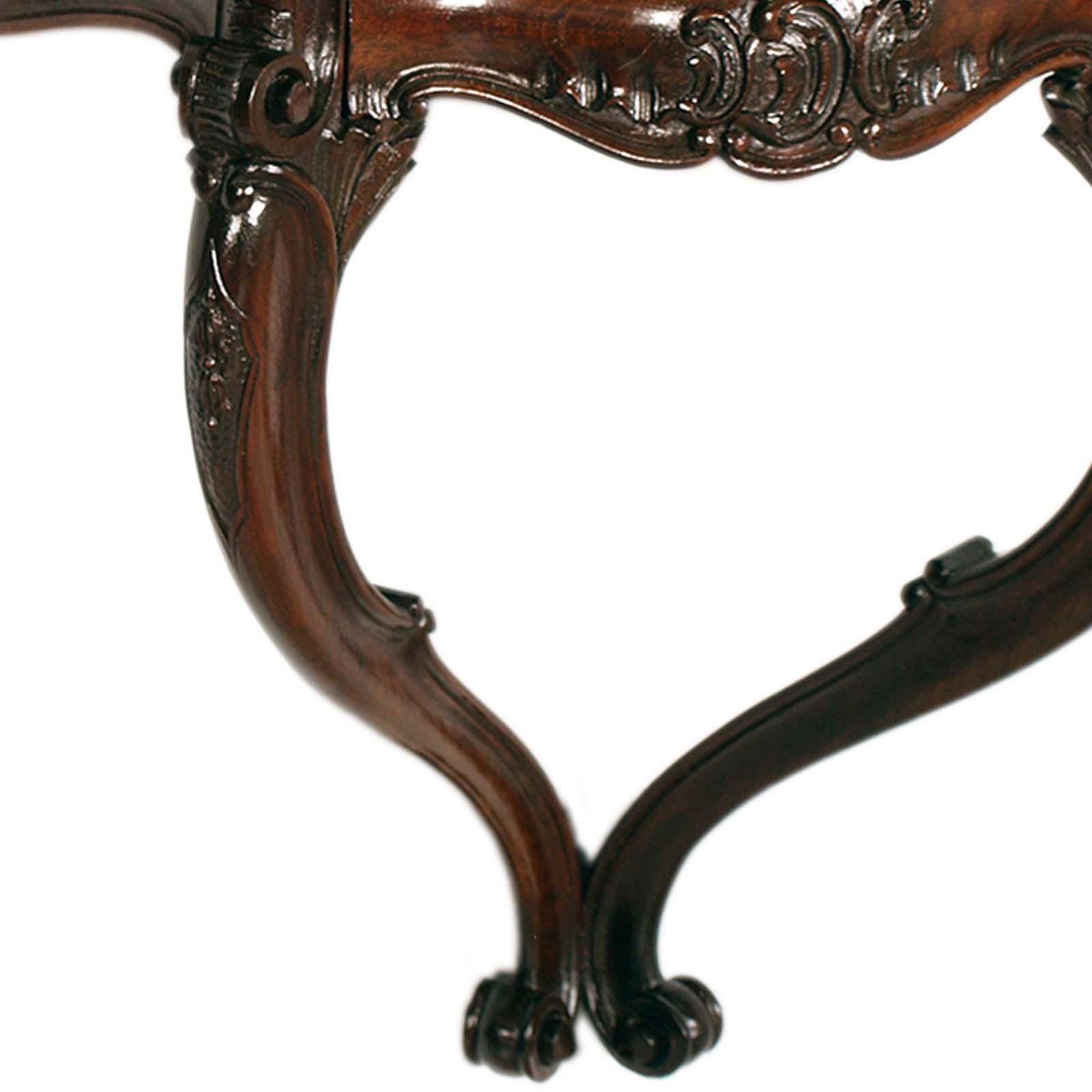 Hand-Carved Florence neo-baroque Console Nightstand by Dini and Puccini, Hand-carved Walnut For Sale