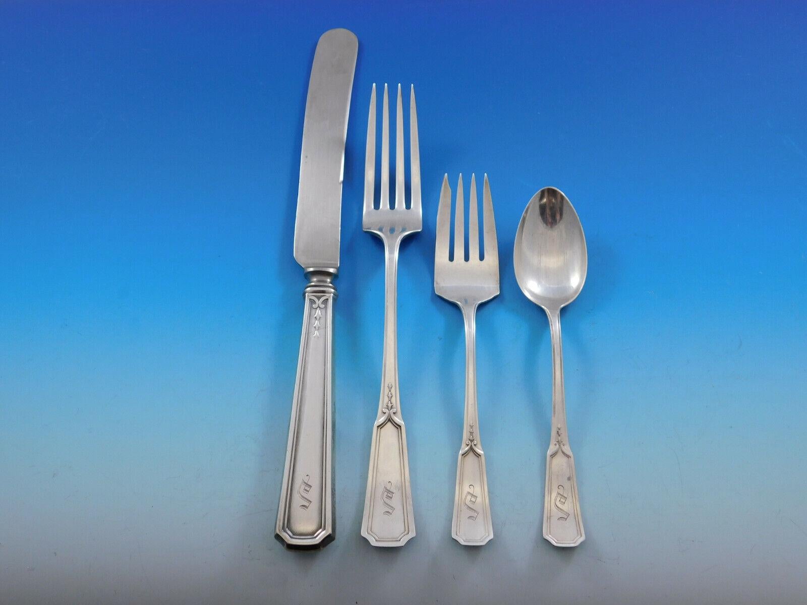Rare dinner and luncheon size Florence Nightingale by Alvin circa 1919 sterling silver Flatware set, 68 pieces. This set includes:

8 Dinner Size Knives, 9 3/4
