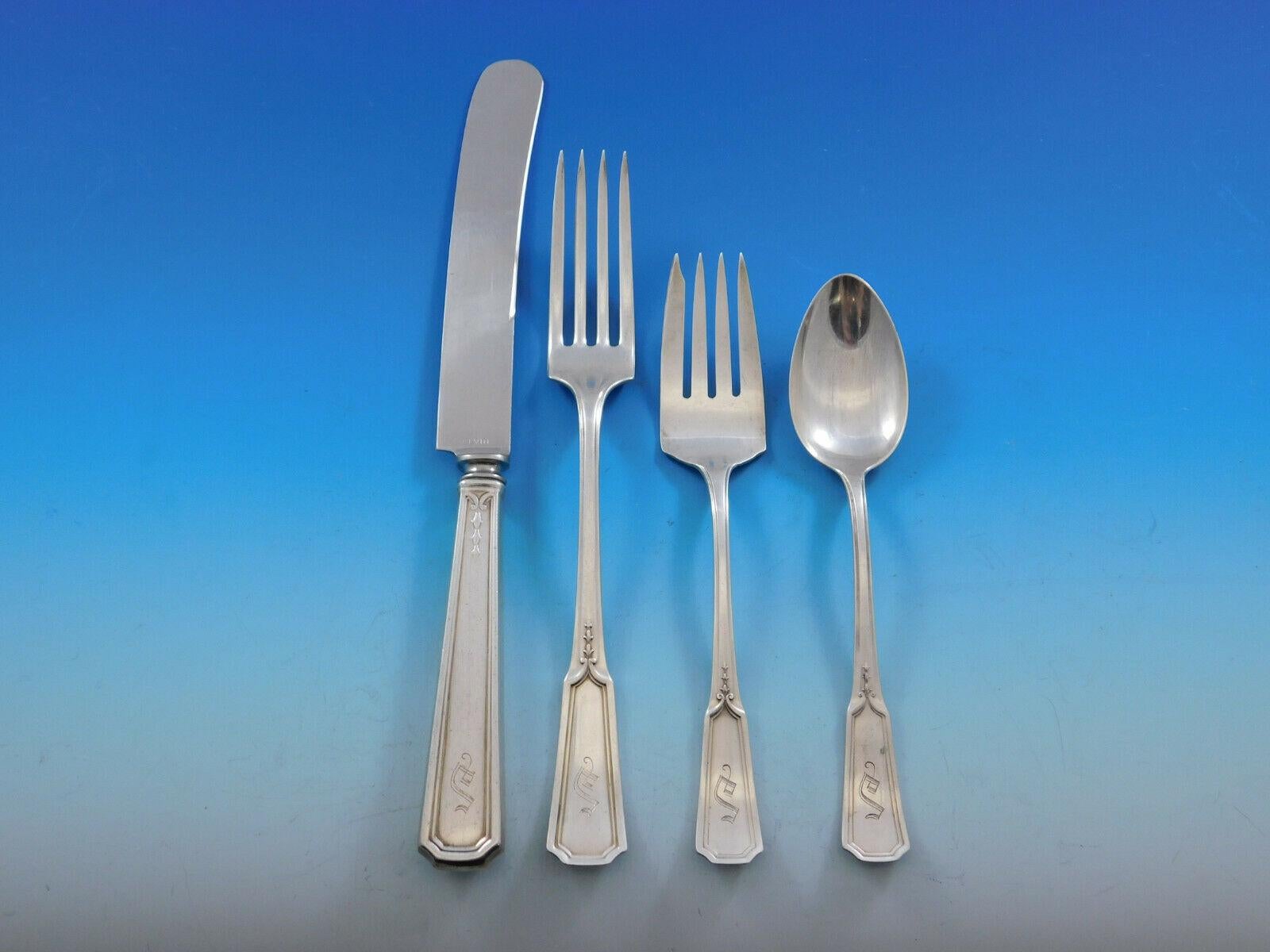 20th Century Florence Nightingale by Alvin Sterling Silver Flatware Set 76 Pcs S Monogram