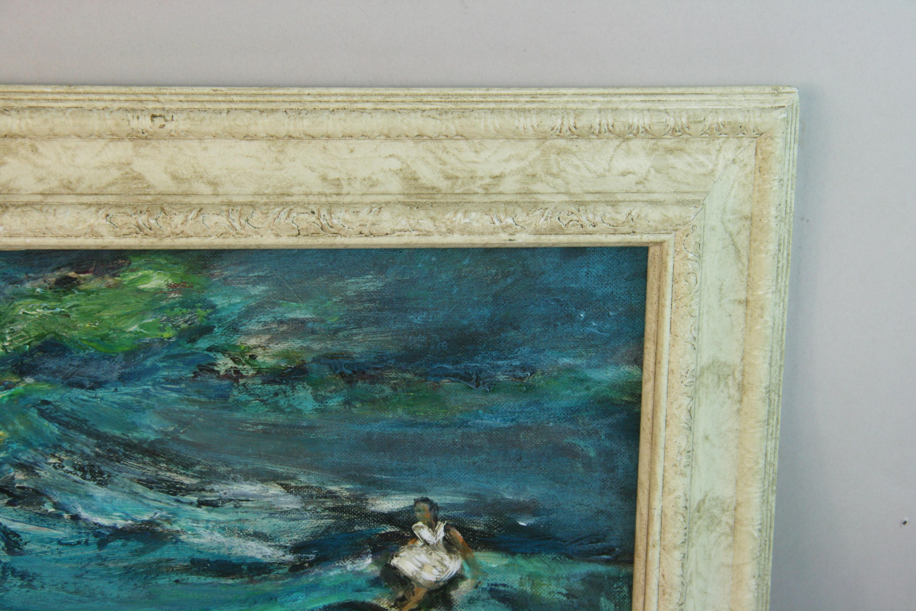 Amerikanisch-impressionistisches Ölgemälde „Besides the  Stilles Wasser