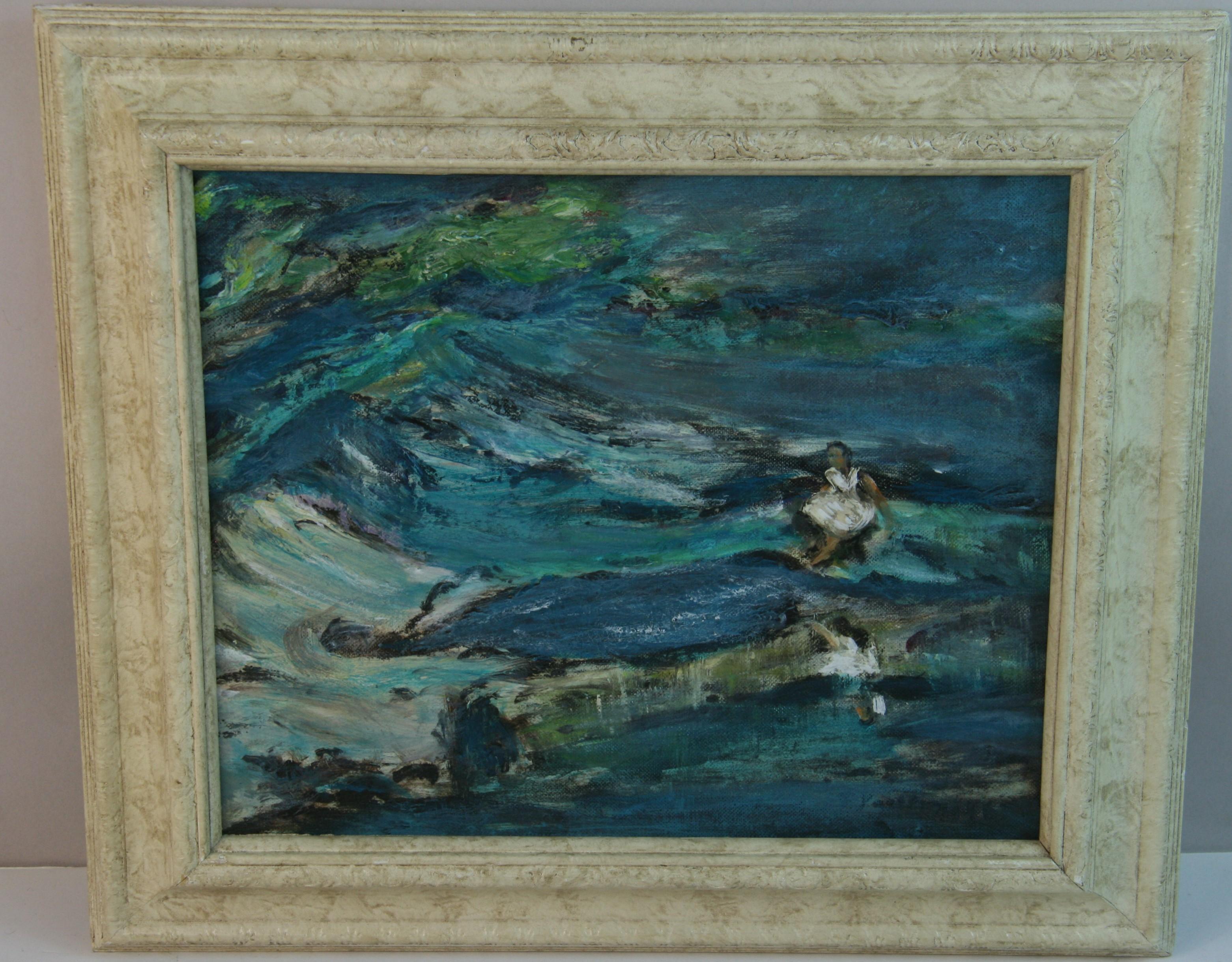 Amerikanisch-impressionistisches Ölgemälde „Besides the  Stilles Wasser