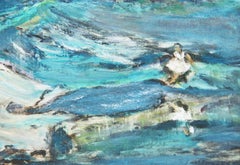American Impressionist Oil Painting "Besides the  Still Water"