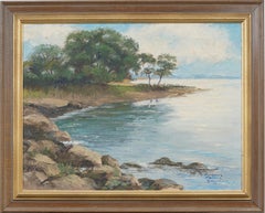 Kauai Coast Vintage American Impressionist Hawaiian Seascape Framed Oil Painting