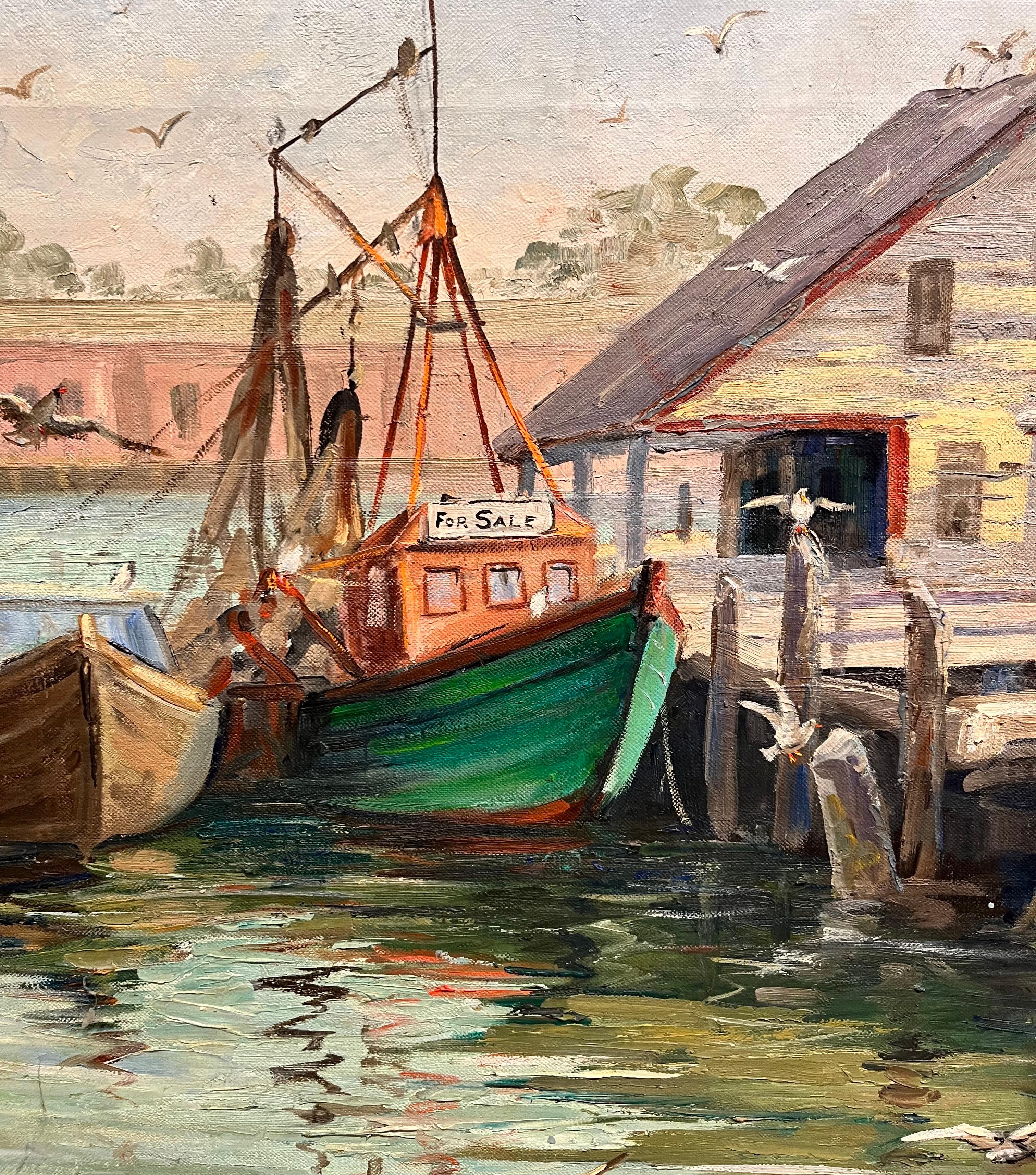 Gloucester Boats - American Impressionist Painting by Florence Prince Ewing