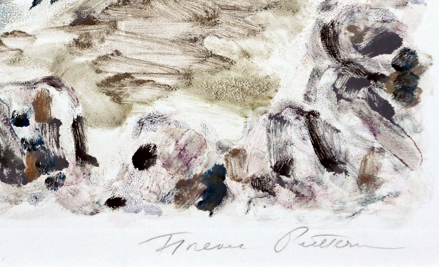 Abstract Landscape, Sandy Cove VI Monotype - Abstract Expressionist Painting by Florence Putterman