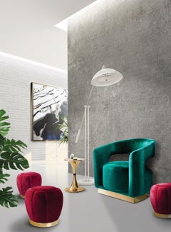 Florence Stool in Teal Blue Velvet