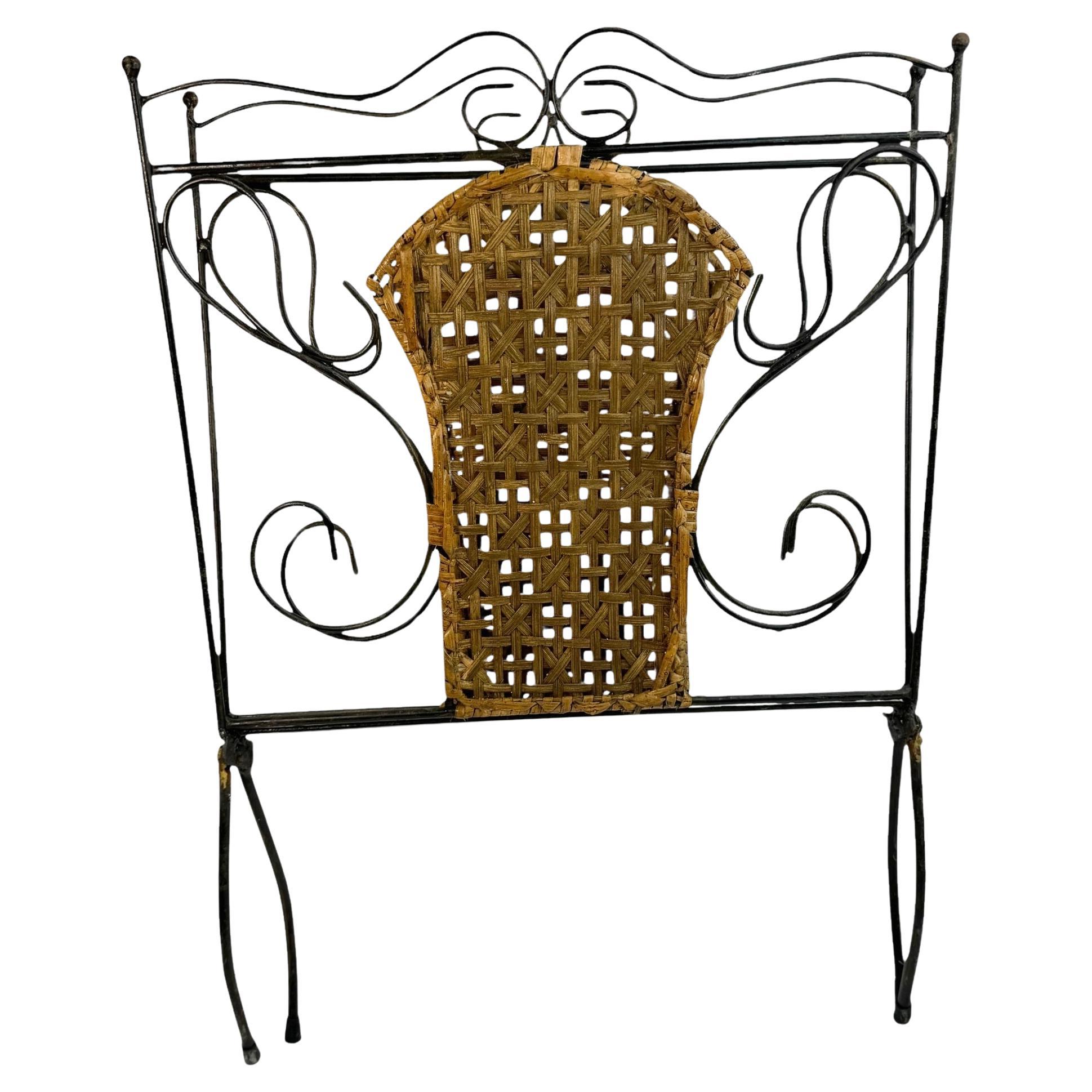 Florence Style Wicker & Metal Magazine Rack Stand, 1970s, Italy