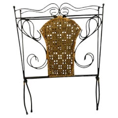 Florence Style Wicker & Metal Magazine Rack Stand, 1970s, Italy