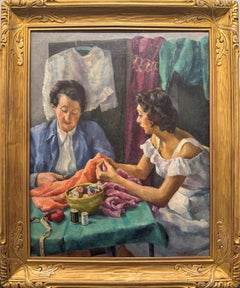 "Confidences (Seamstresses)" Florence W. Pomeroy, Female, American Realist Work