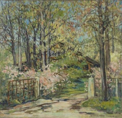 Vintage Early 20th Century Impressionist Landscape -- The Lake House