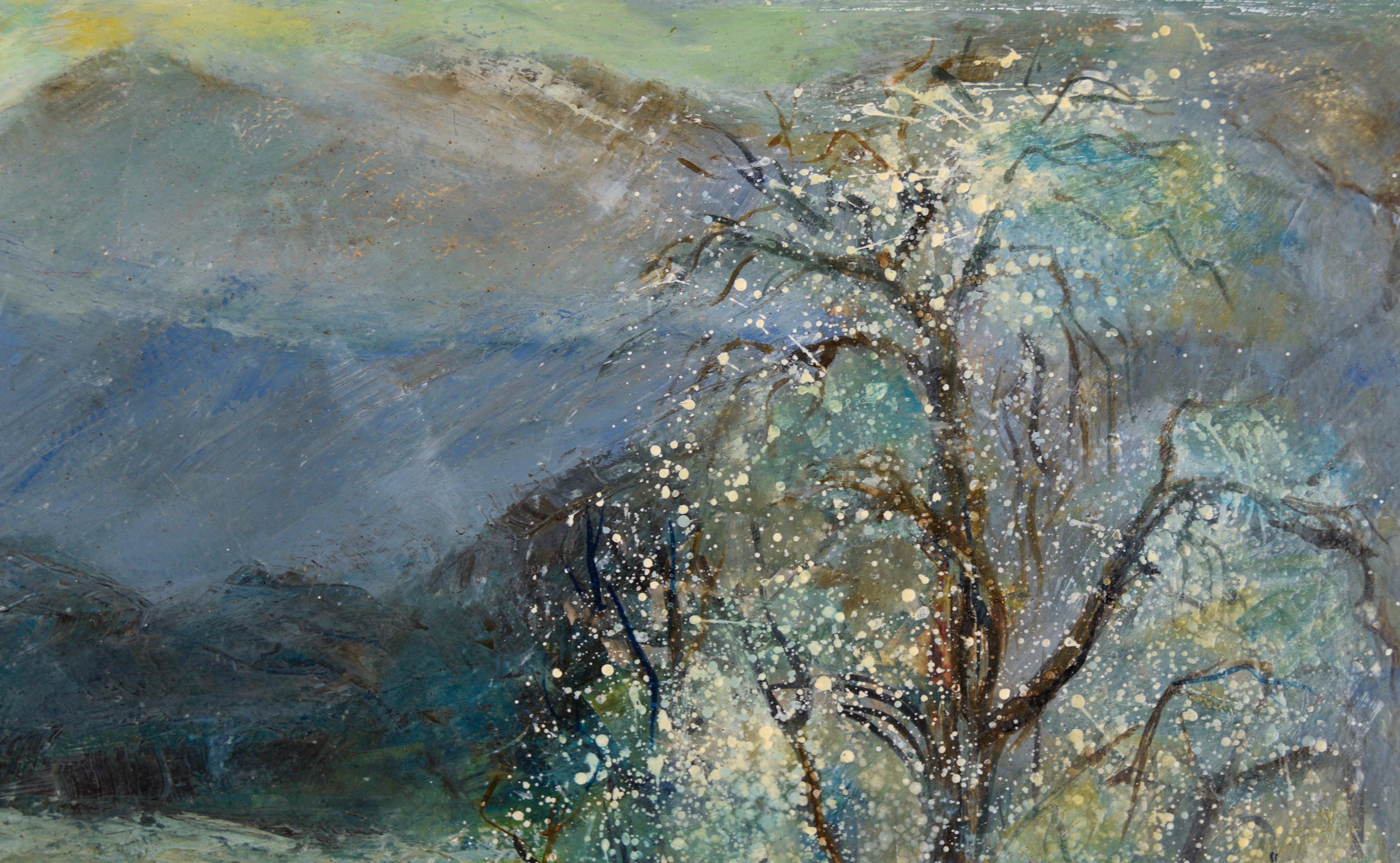 « The Awakening », paysage du début du printemps de Mt Hamilton, huile sur massonite - Marron Landscape Painting par Florence Wideman Hoffman