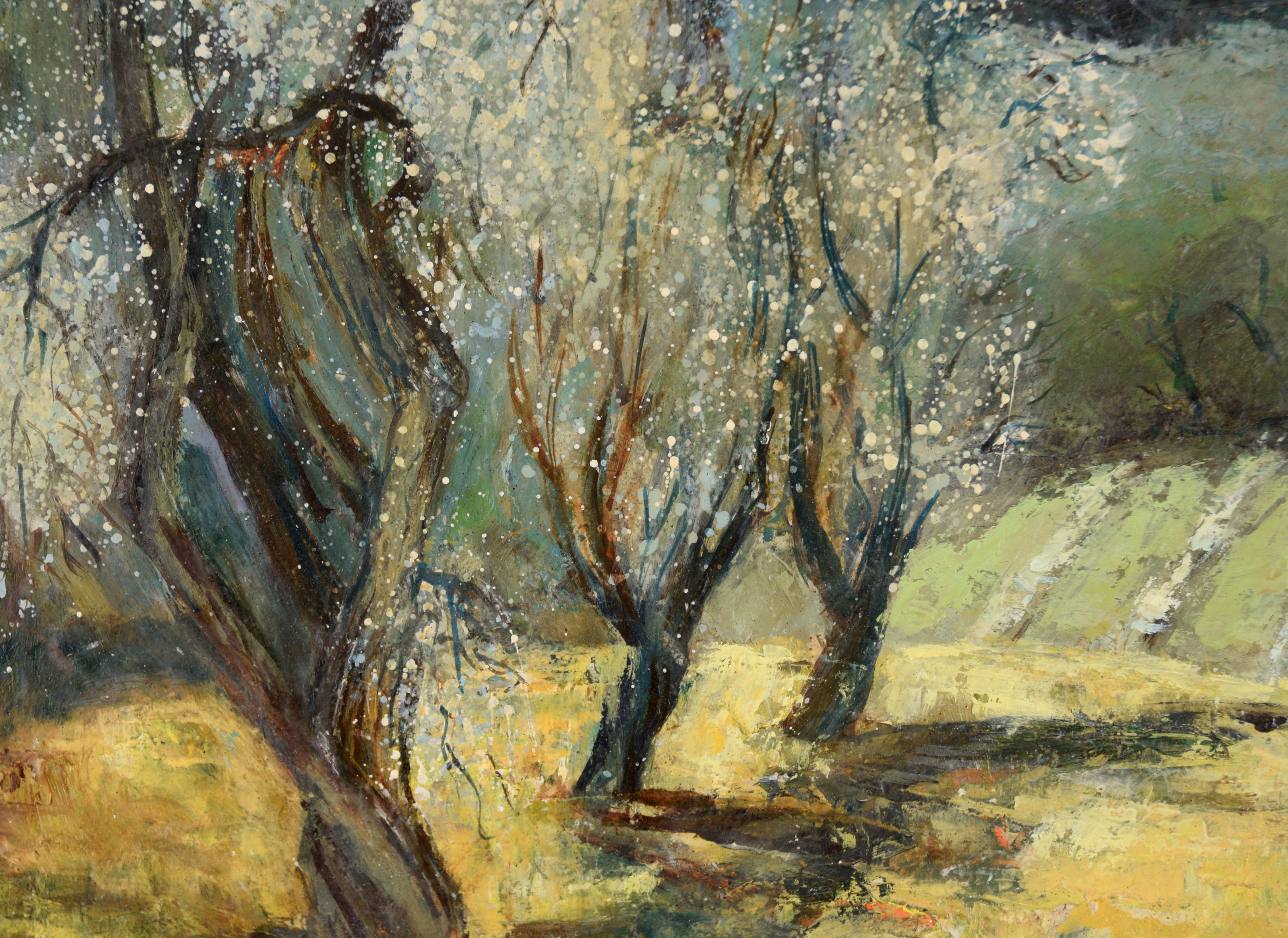 « The Awakening », paysage du début du printemps de Mt Hamilton, huile sur massonite en vente 1