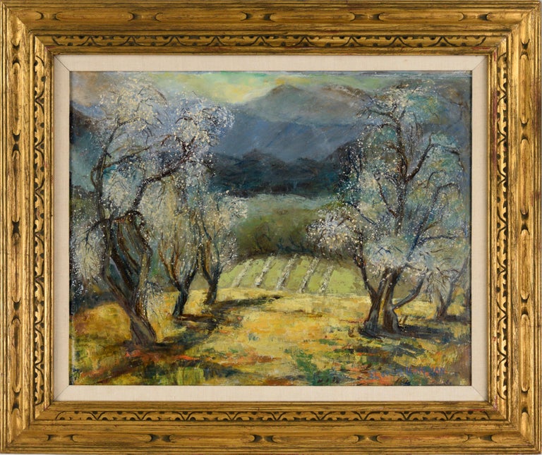 Florence Wideman Hoffman Landscape Painting - "The Awakening" Early Spring Landscape of Mt Hamilton Oil on Masonite