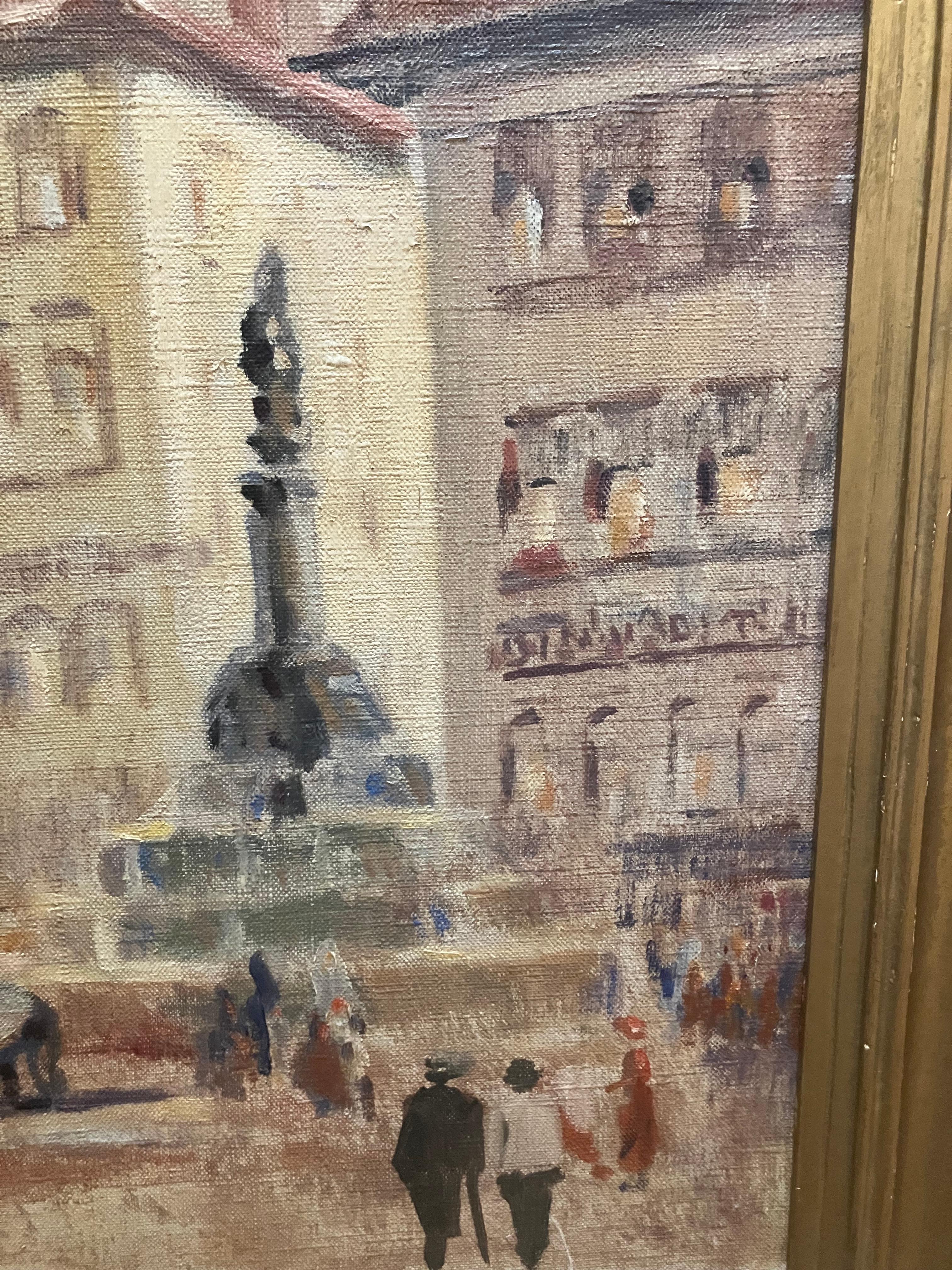 Florence Wilkins Furst Ciudad Europea - Landscape Painting Marrón de Florence Wilkins Hurst