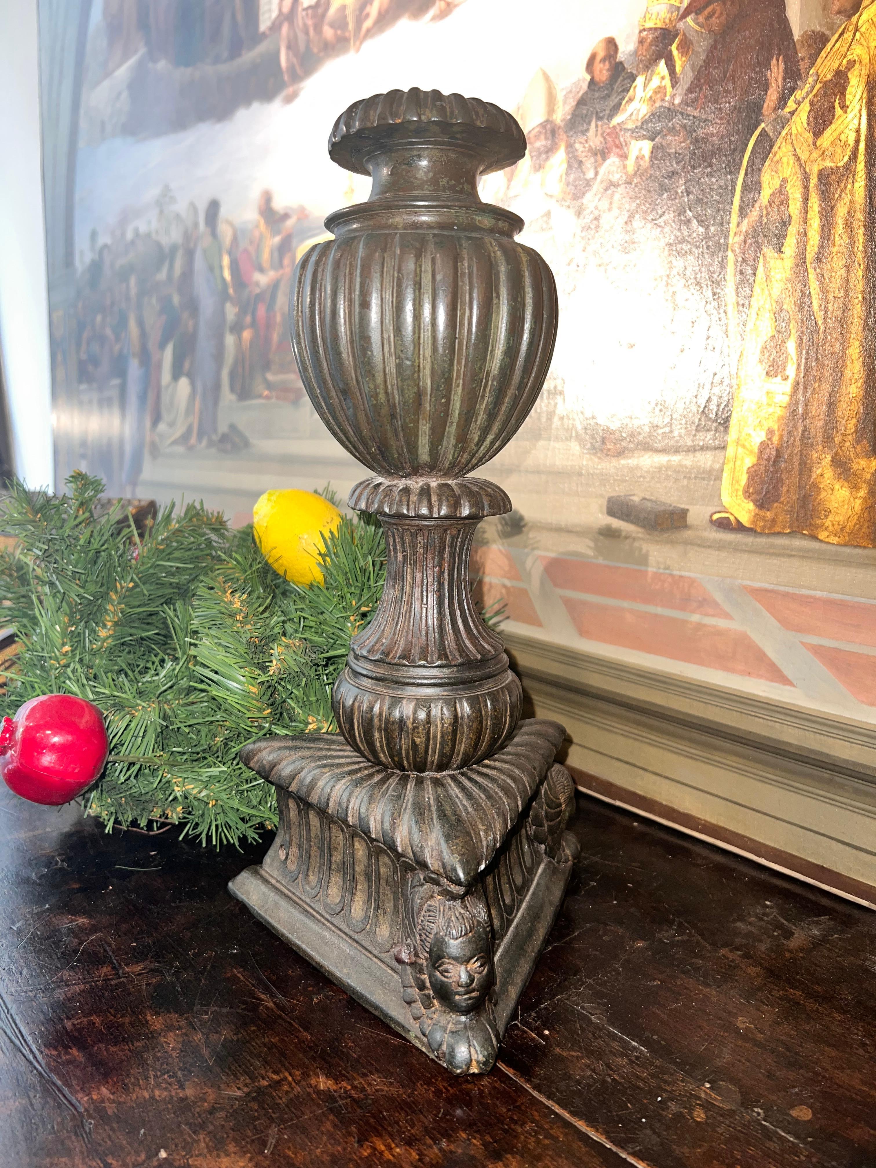 Florence, 16th Century Couple of Bronze Candlesticks Bases For Sale 11