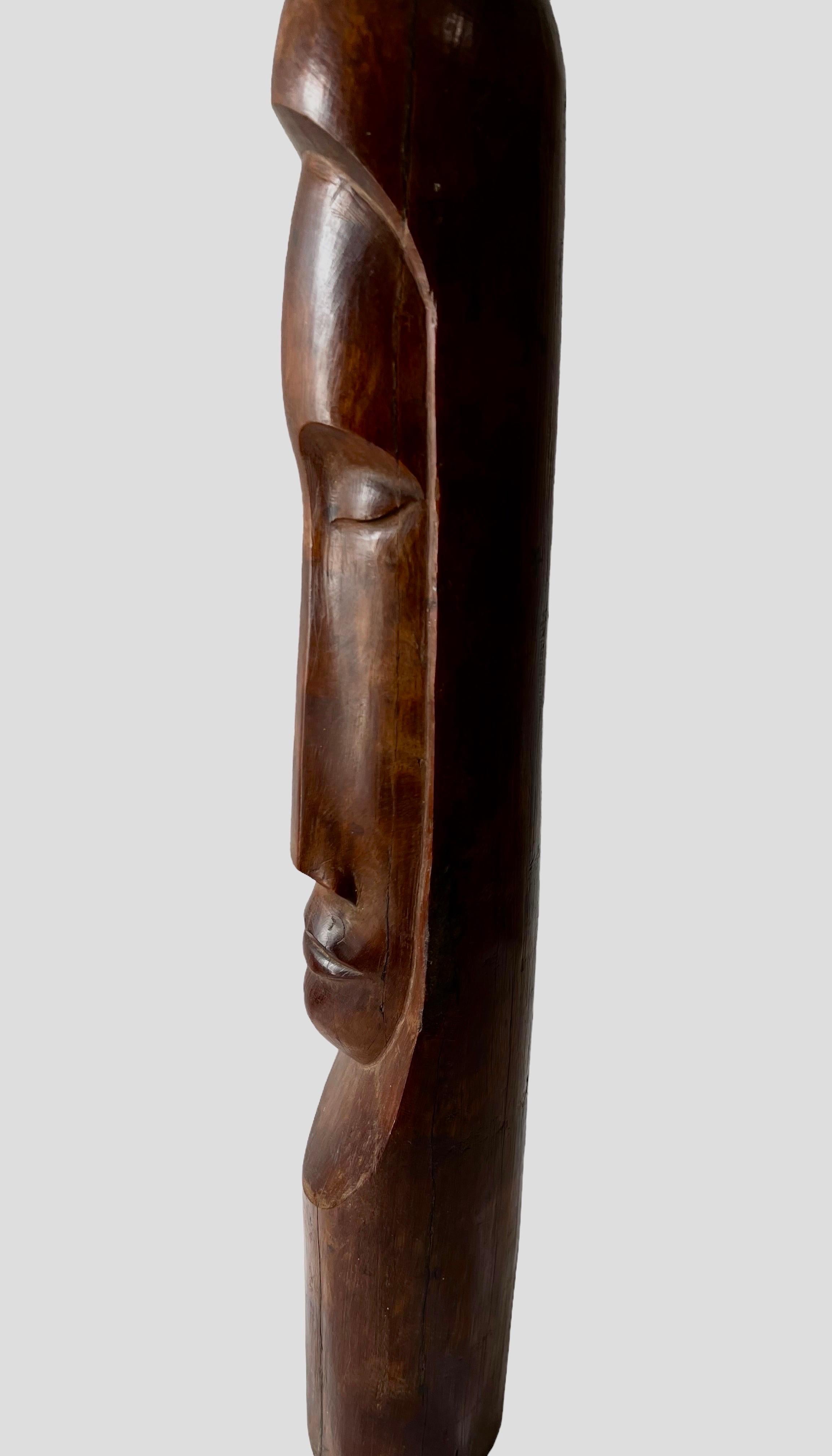 Cuban Master Florencio Gelabert Sculpture Large Wood Carving Bust Man Portrait For Sale 15