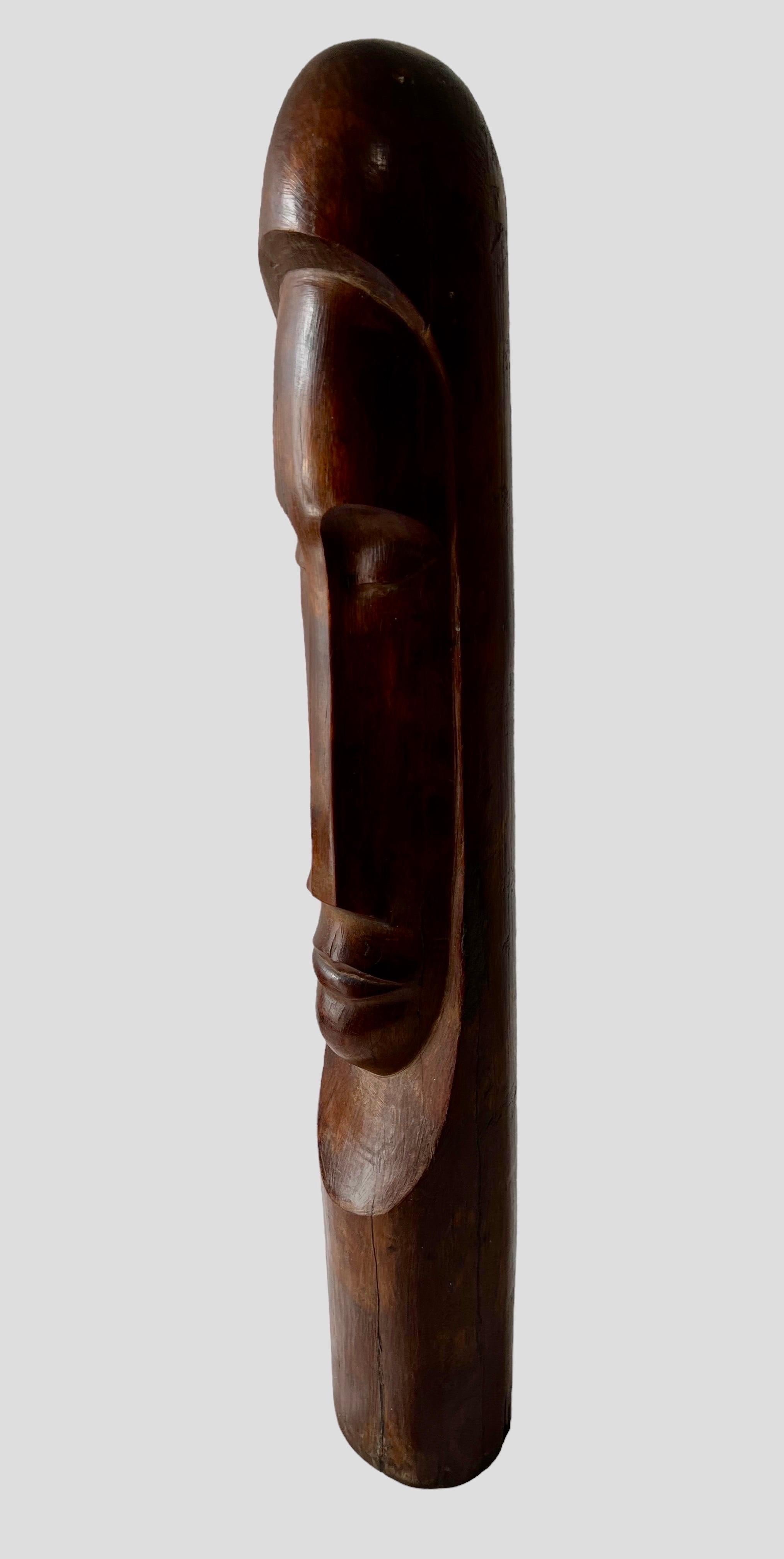 Kubanischer Meister Florencio Gelabert-Skulptur Große Holzschnitzerei-Büste eines Mannes, Porträt im Angebot 1