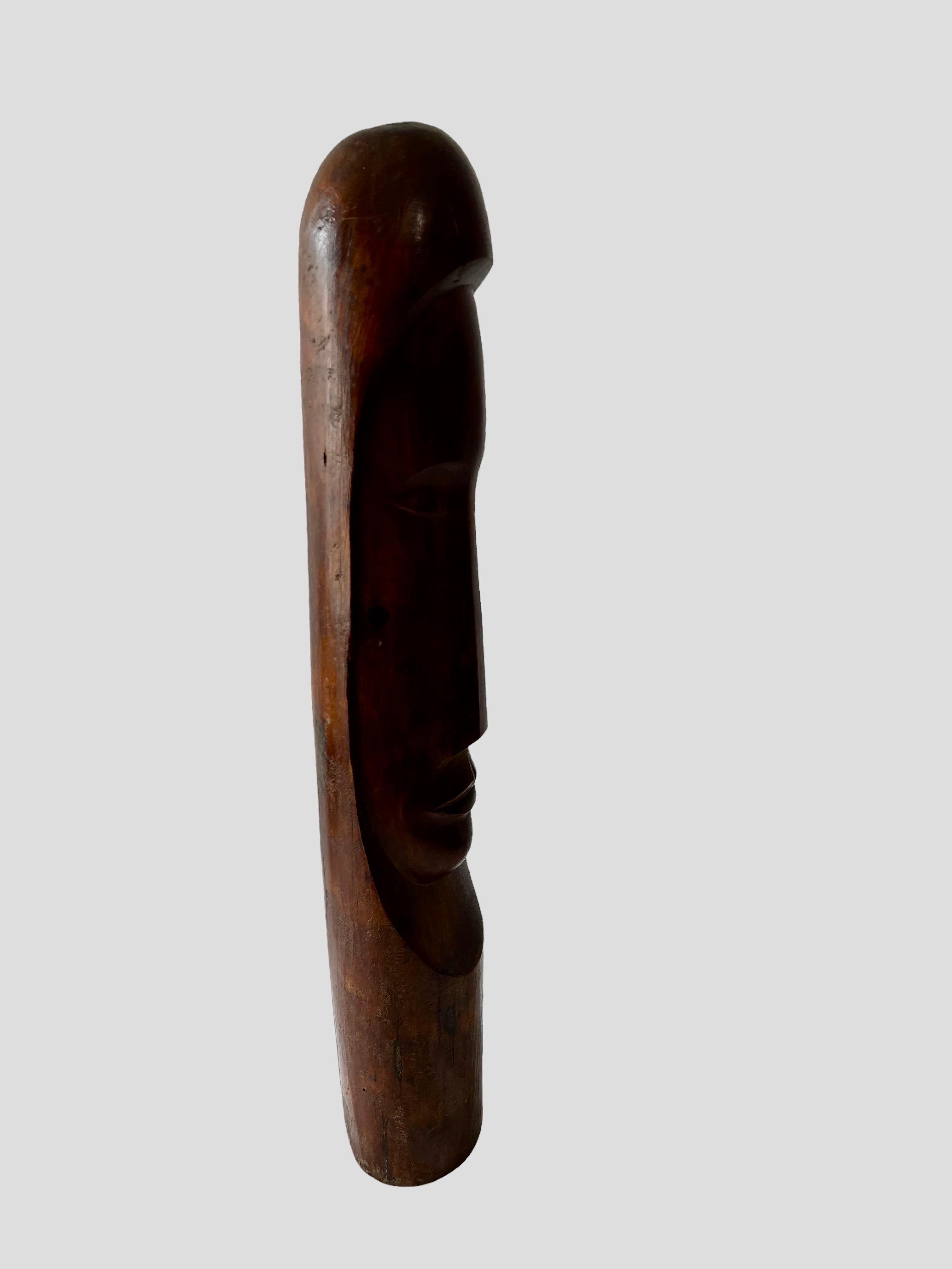 Cuban Master Florencio Gelabert Sculpture Large Wood Carving Bust Man Portrait For Sale 2