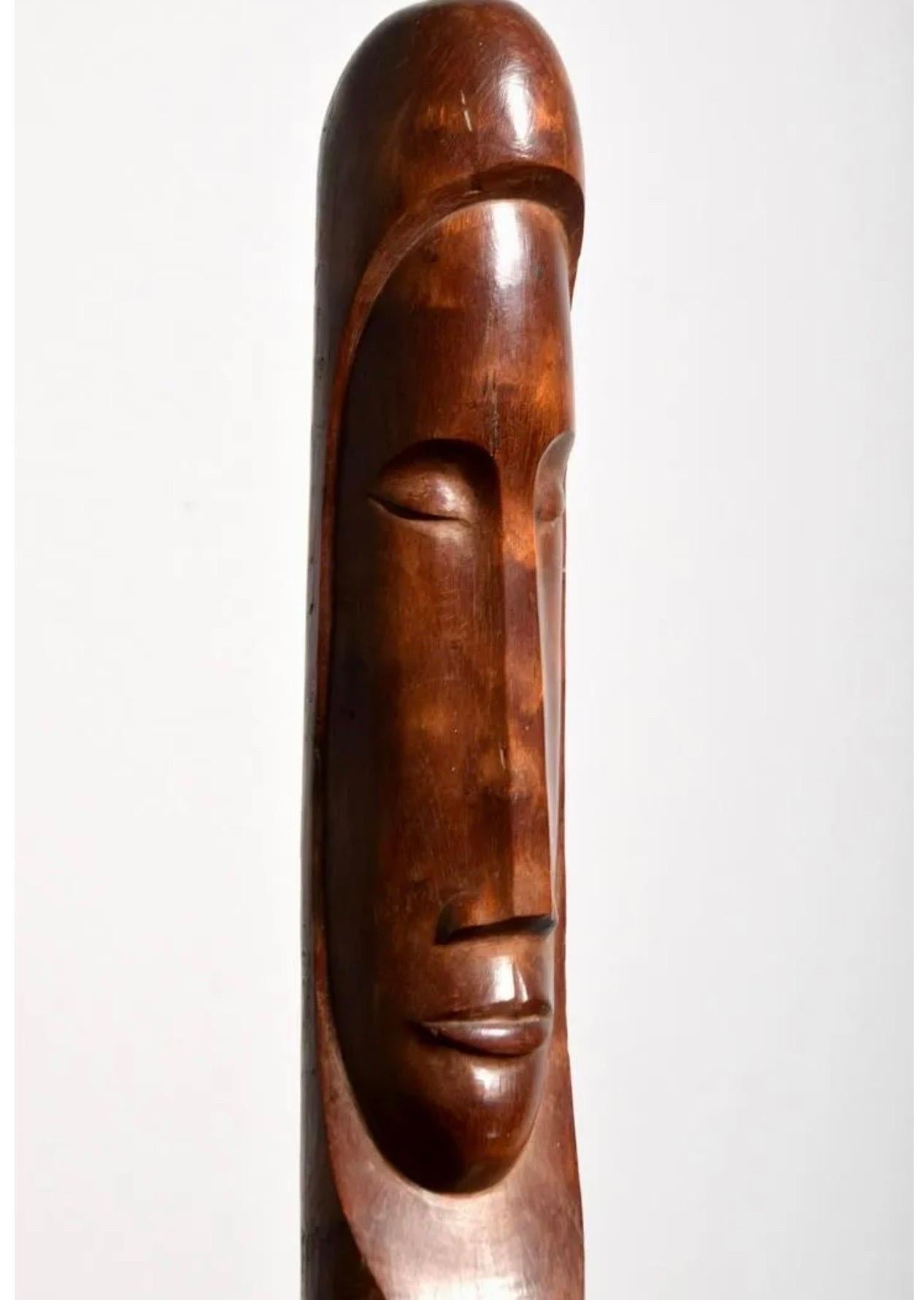 Cuban Master Florencio Gelabert Sculpture Large Wood Carving Bust Man Portrait