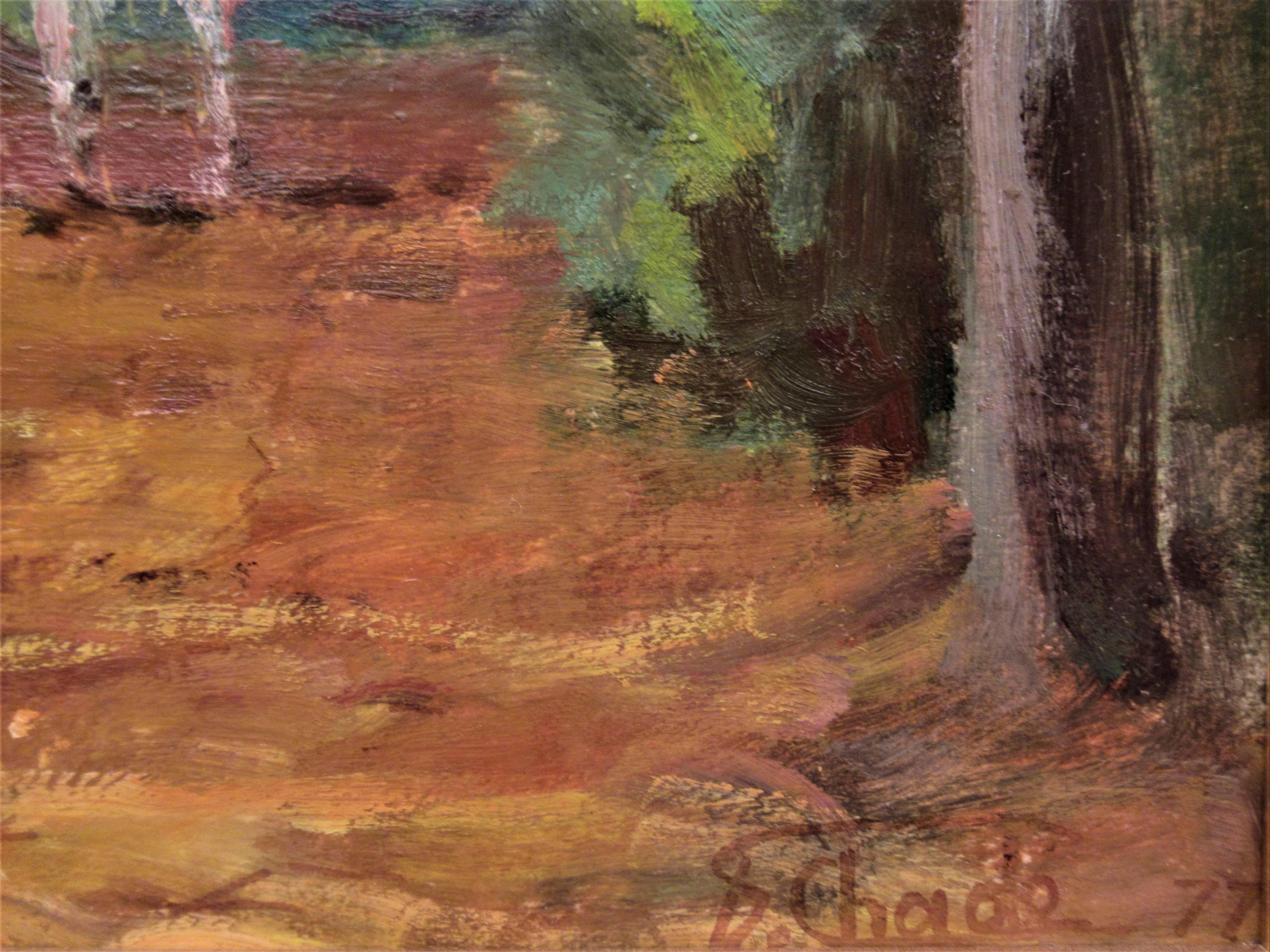 Promenade Dans les Bois - Brown Landscape Painting by Florent Chade