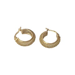 Florentine 14K Yellow Gold Open Ribbed Hoops