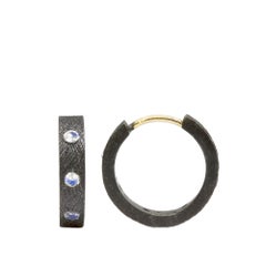 Florentine Moonstone Gold and Oxidized Hoop Earrings