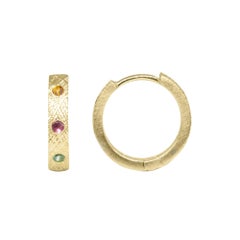 Florentine Multi Tourmaline Gold 18k Hoop Earrings
